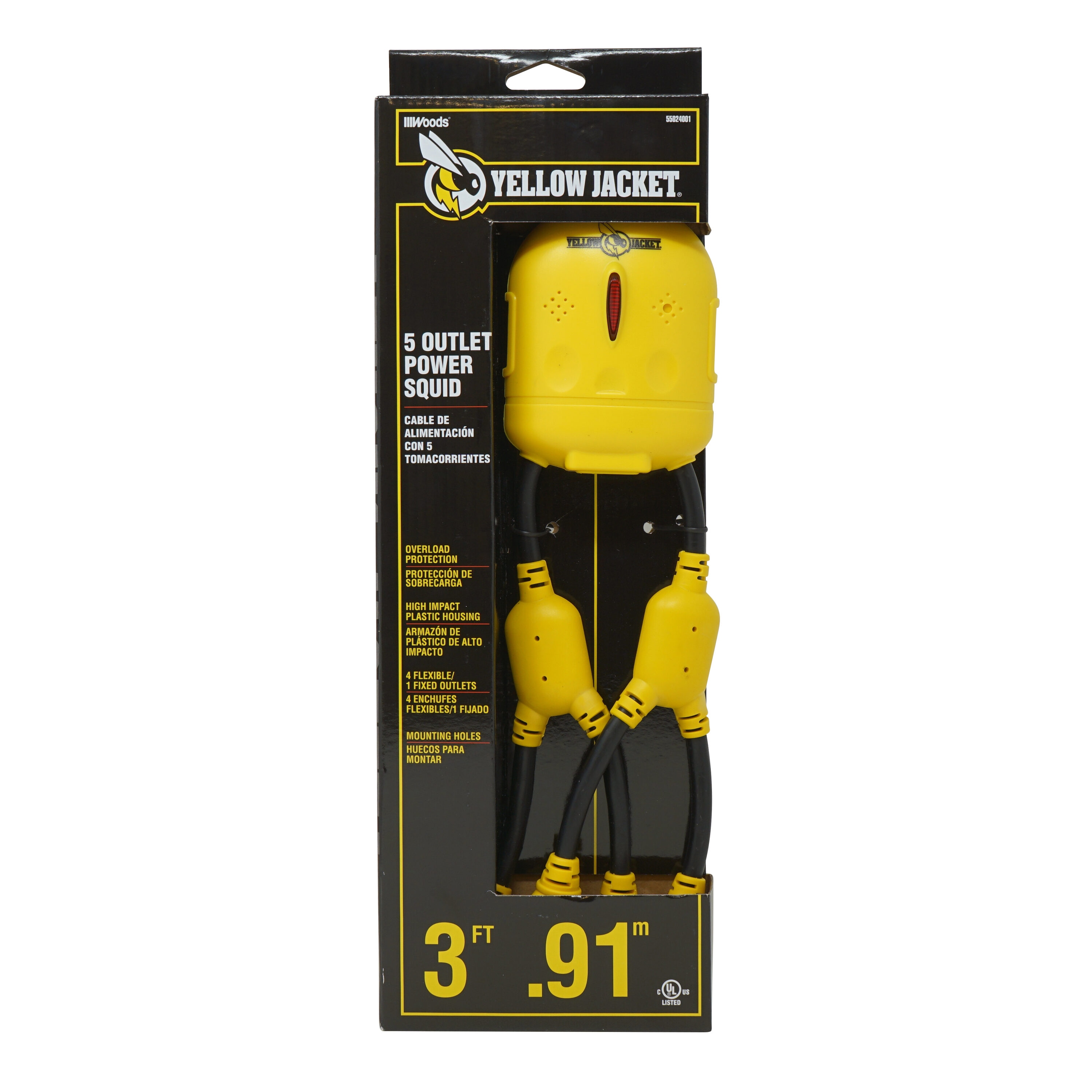 Southwire 55024001 YELLOW JACKET 3-ft 10 / 3 3 Prong YELLOW Heavy Duty General Extension Cord