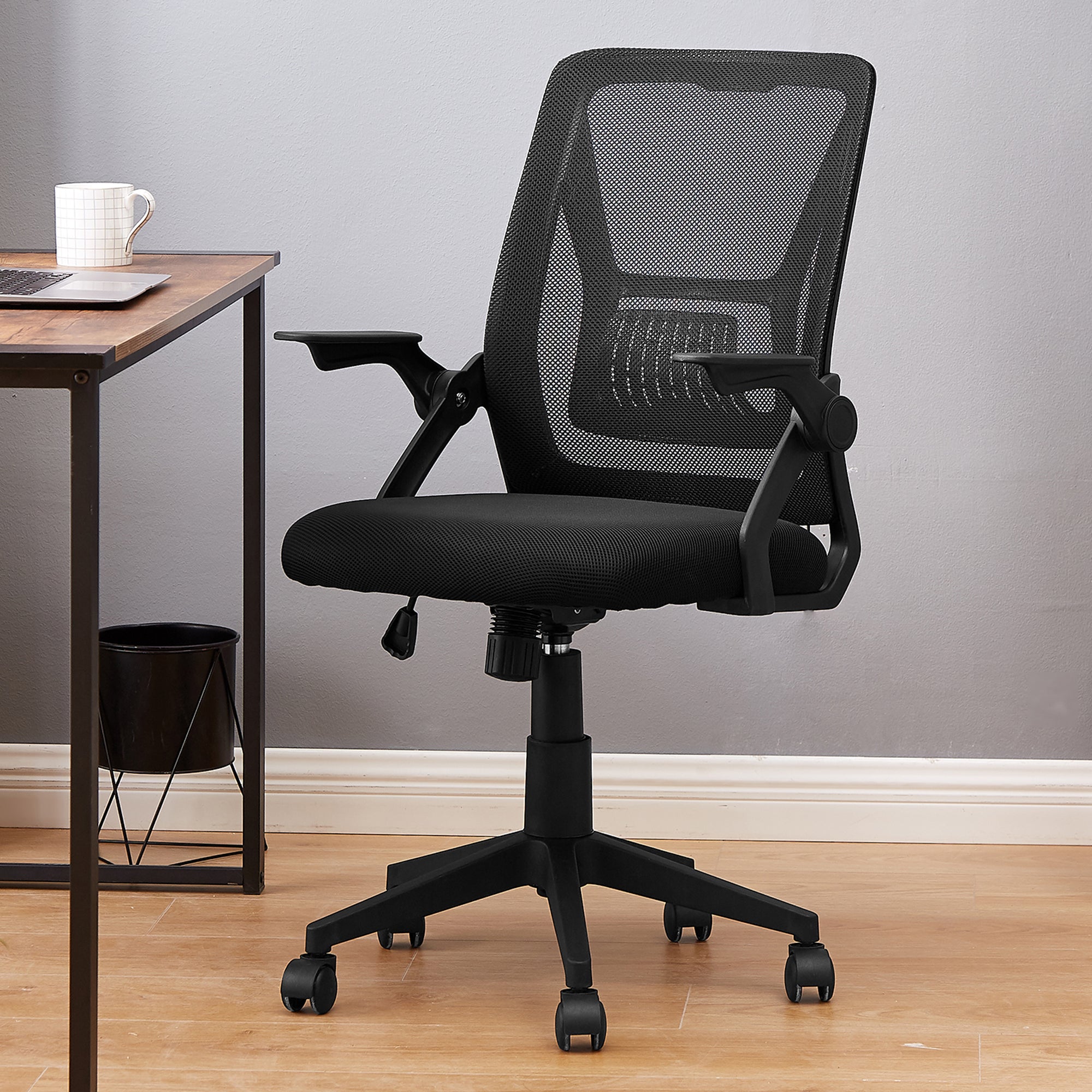 Vecelo LOE-OC01-BLK Height Adjustable Office Chair Ergonomic Mid Back Computer Desk Chair