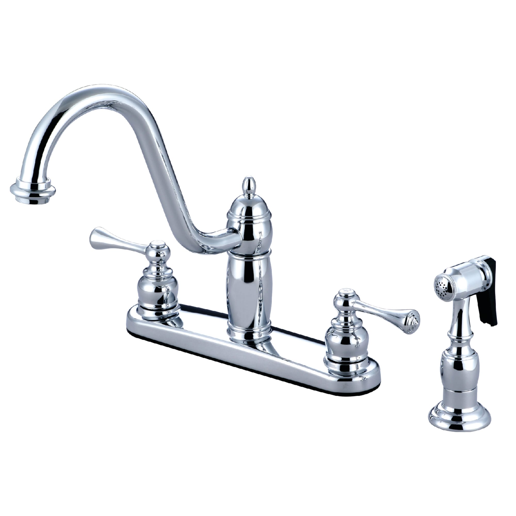 Kingston Brass WLKB1111BLBS Heritage Chrome Double Handle Deck-mount Kitchen Faucet ( Side Sprayer Included )