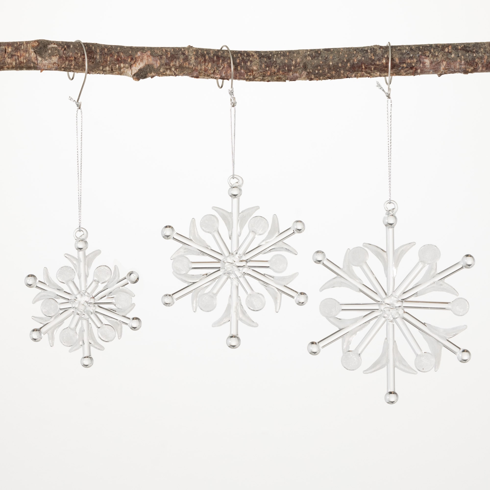 3 Pack Small Snowflake Ornaments 