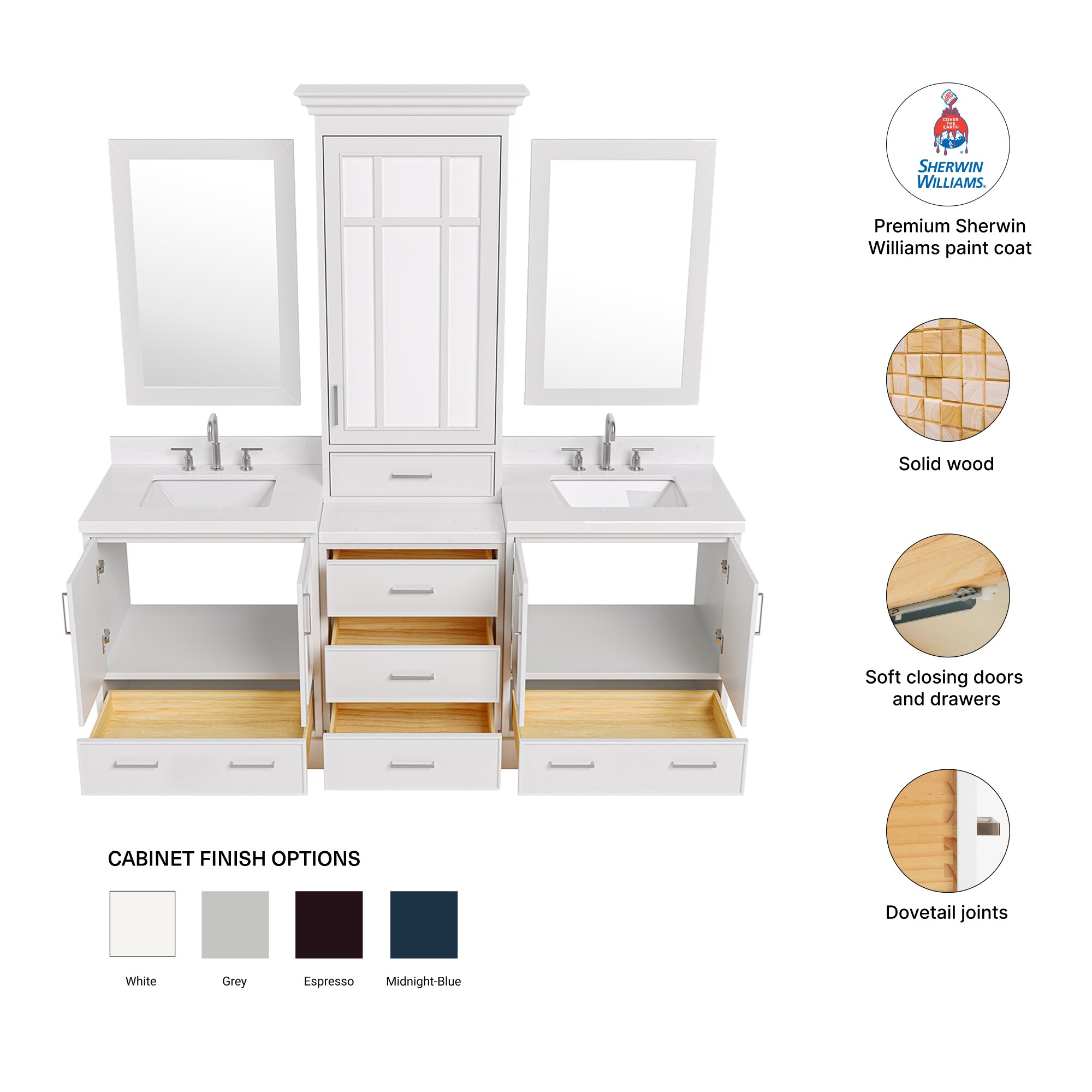 ARIEL M085DCQRWHT Bath-Vanity-Combo - View #4