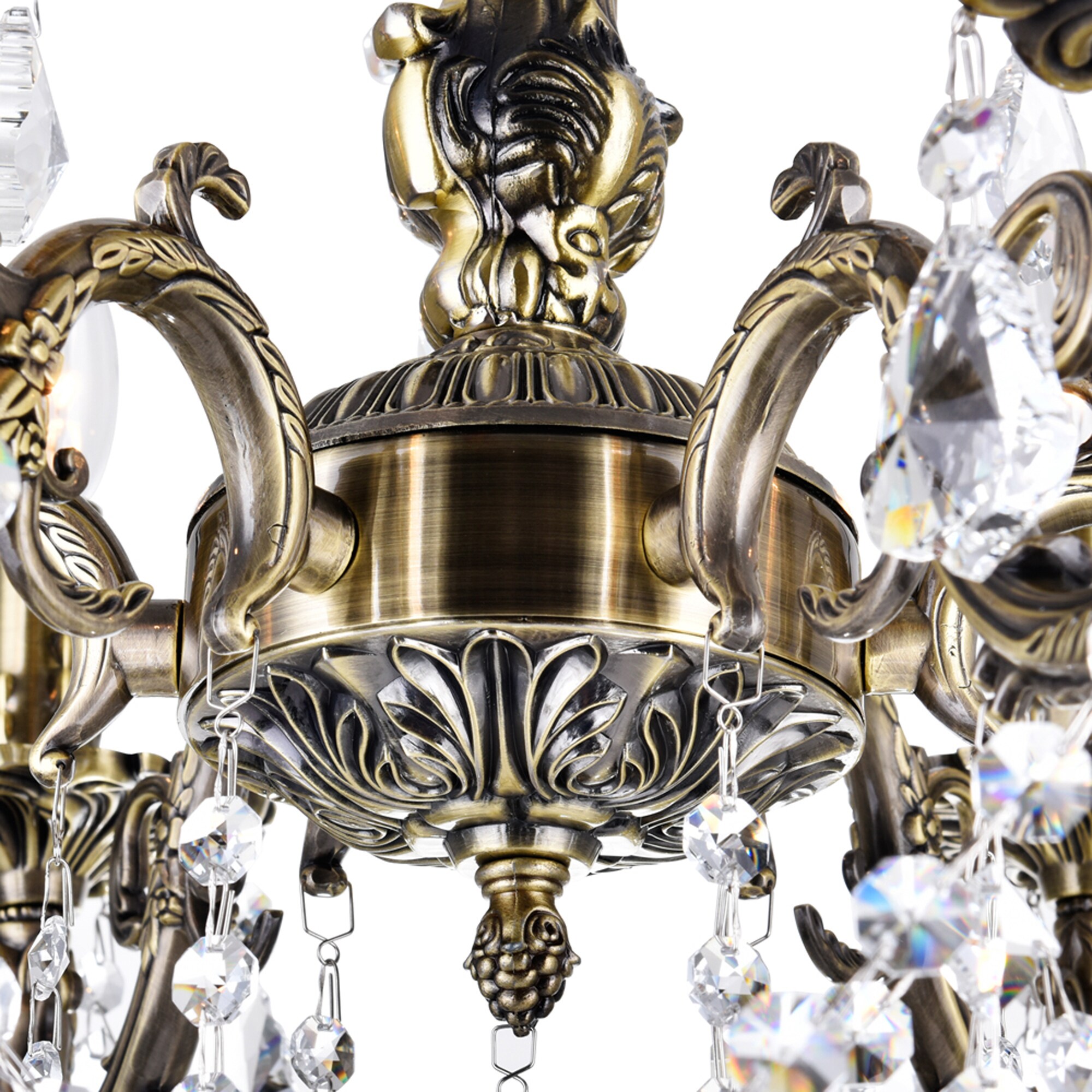 Antique Brass and Crystal 6-Light Mini Chandelier