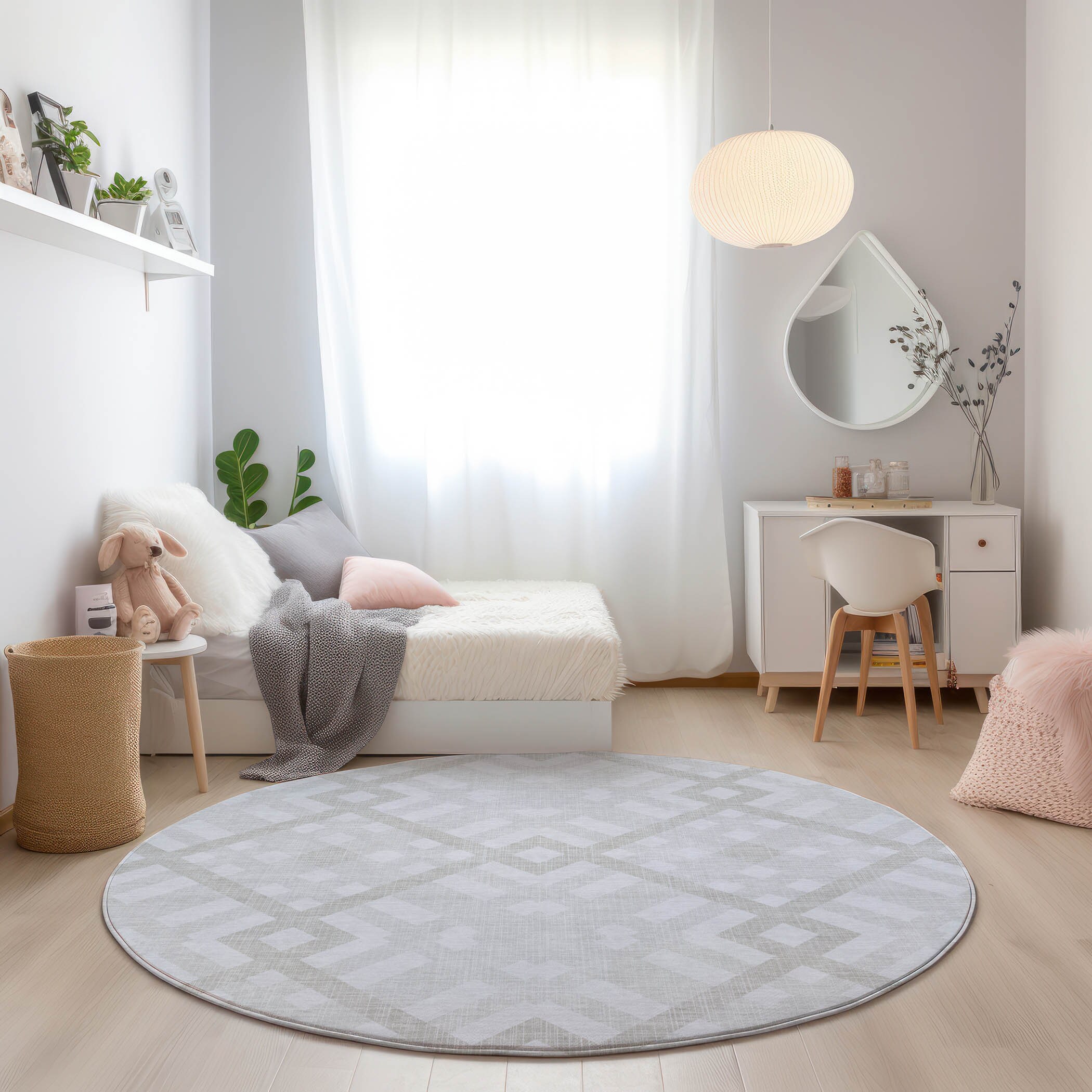 Addison Rugs ACN616IV8RO Chantille ACN616IV 8 x 8 (ft) Polyester Ivory Round Indoor/Outdoor Abstract Machine washable Area rug
