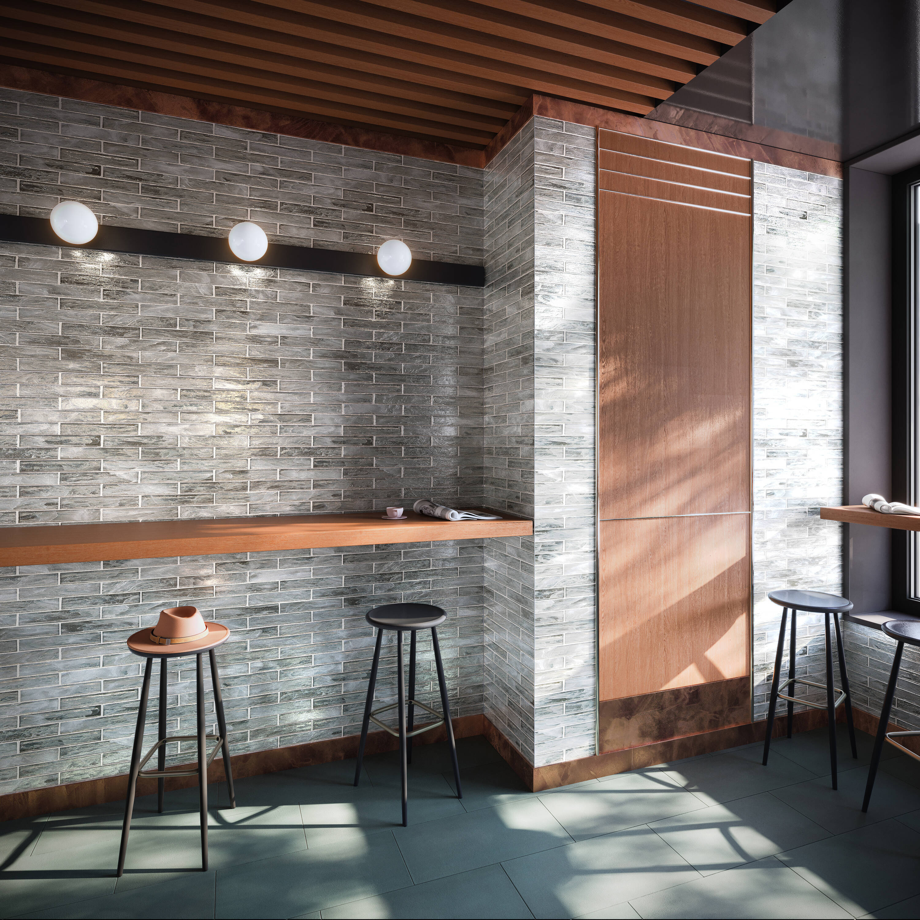 Apollo Brick Polished Silver Glass Subway Wall Tile