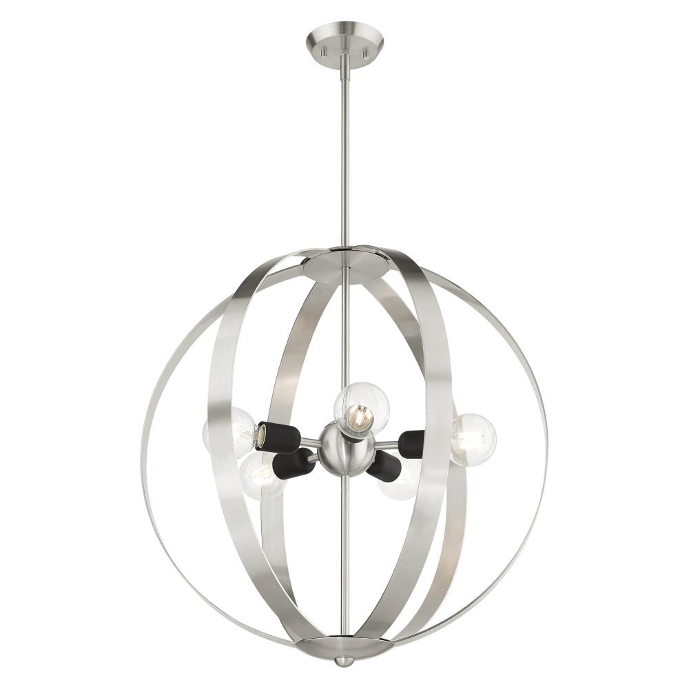 Modesto Mid-Century Modern 5-Light Brushed Nickel Chandelier