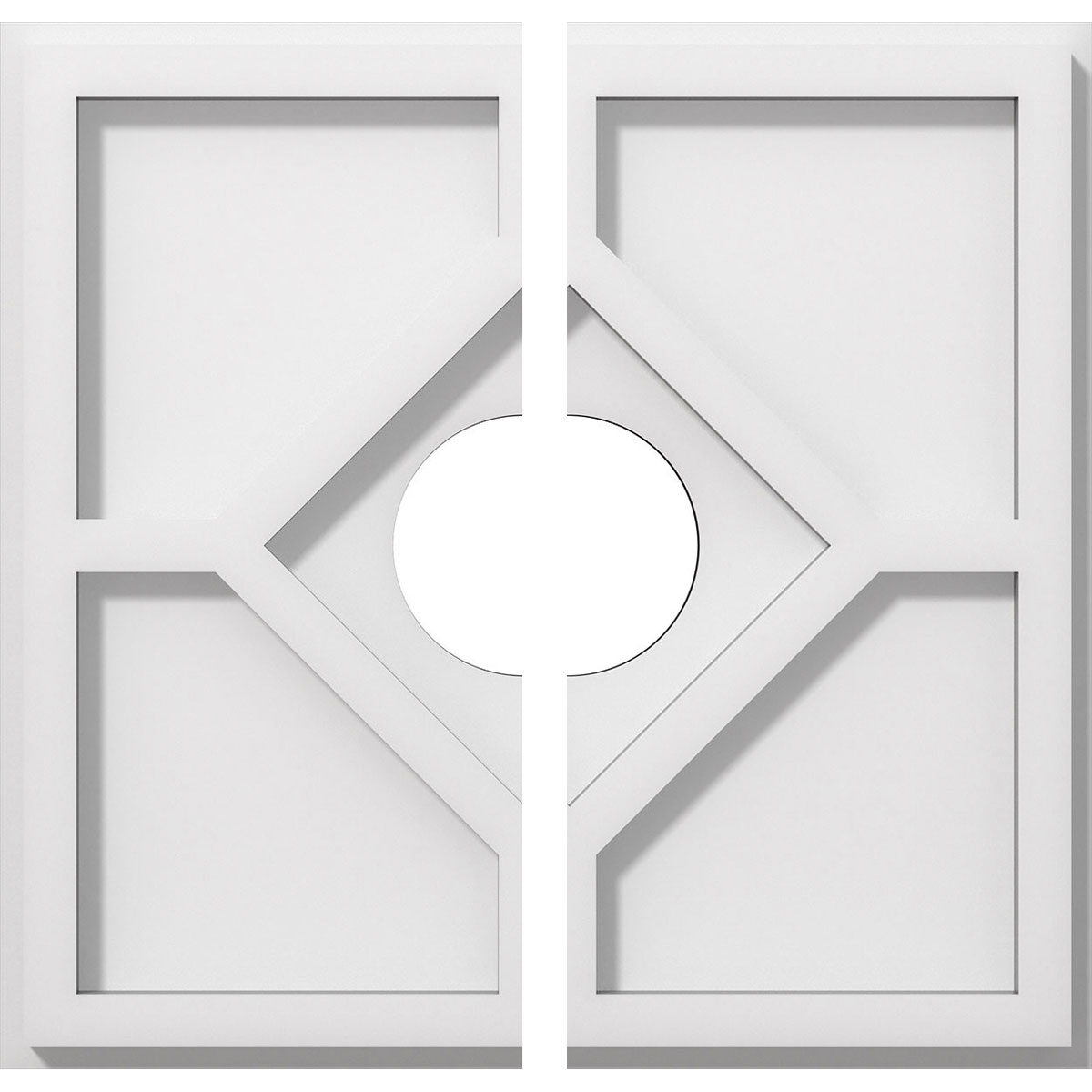 Ekena Millwork CMP12EY2-03000 Embry 12-in W x 12-in L Contemporary White PVC Split Ceiling Medallion