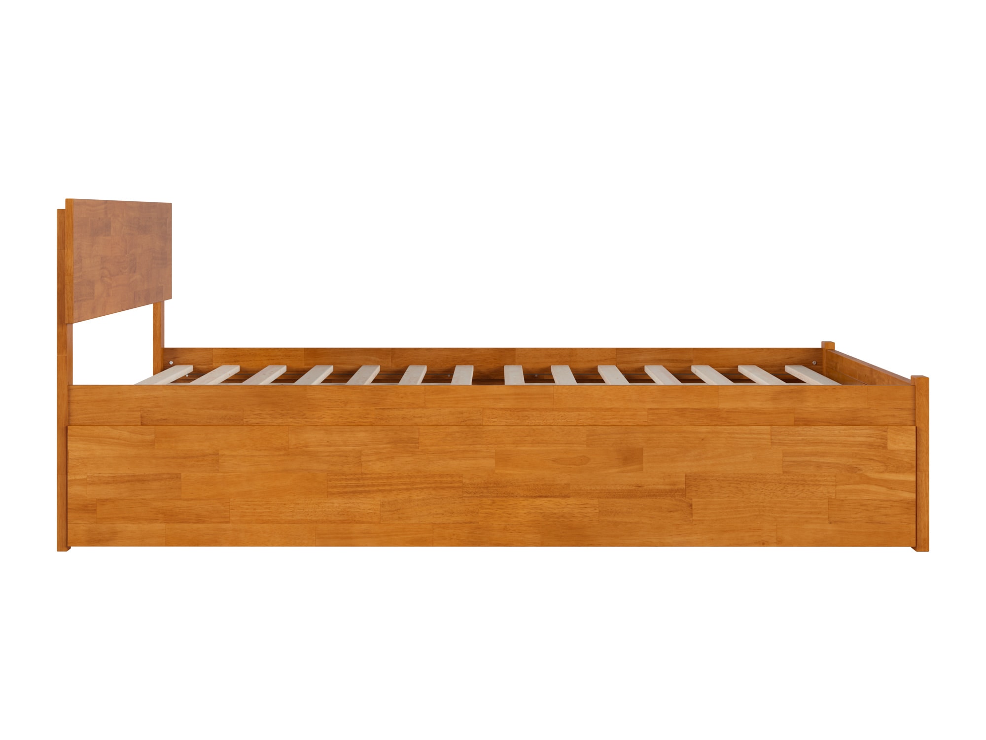 Light Brown Queen Wood Platform Bed with Storage Drawer