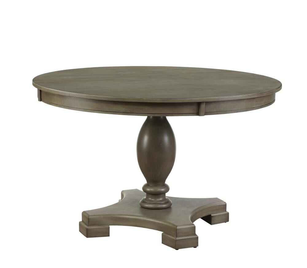 ACME FURNITURE 72205 Waylon Gray Oak Round Traditional Dining Table, Wood with Wood Wood Pedestal Base 48-in L x 30-in H
