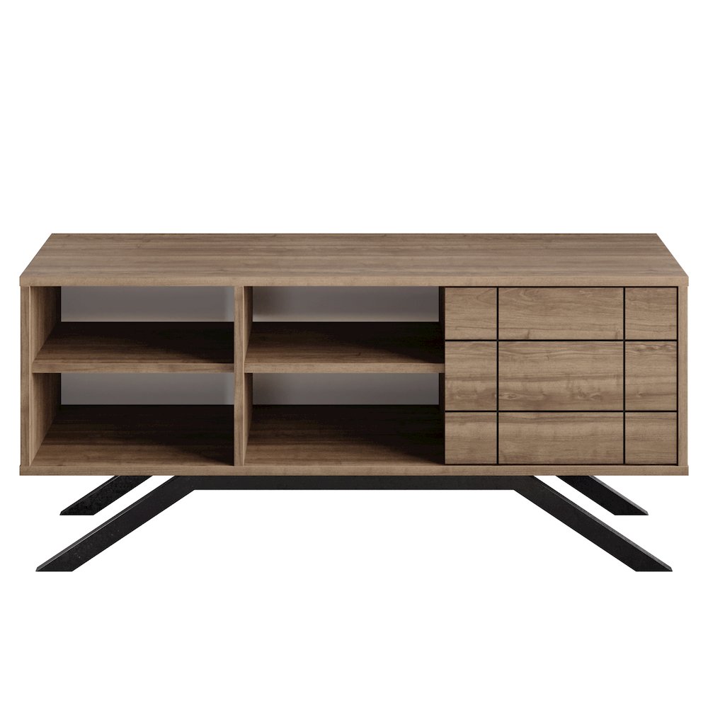 Decorotika NOR51TS02 North Tv Stand Walnut and Black