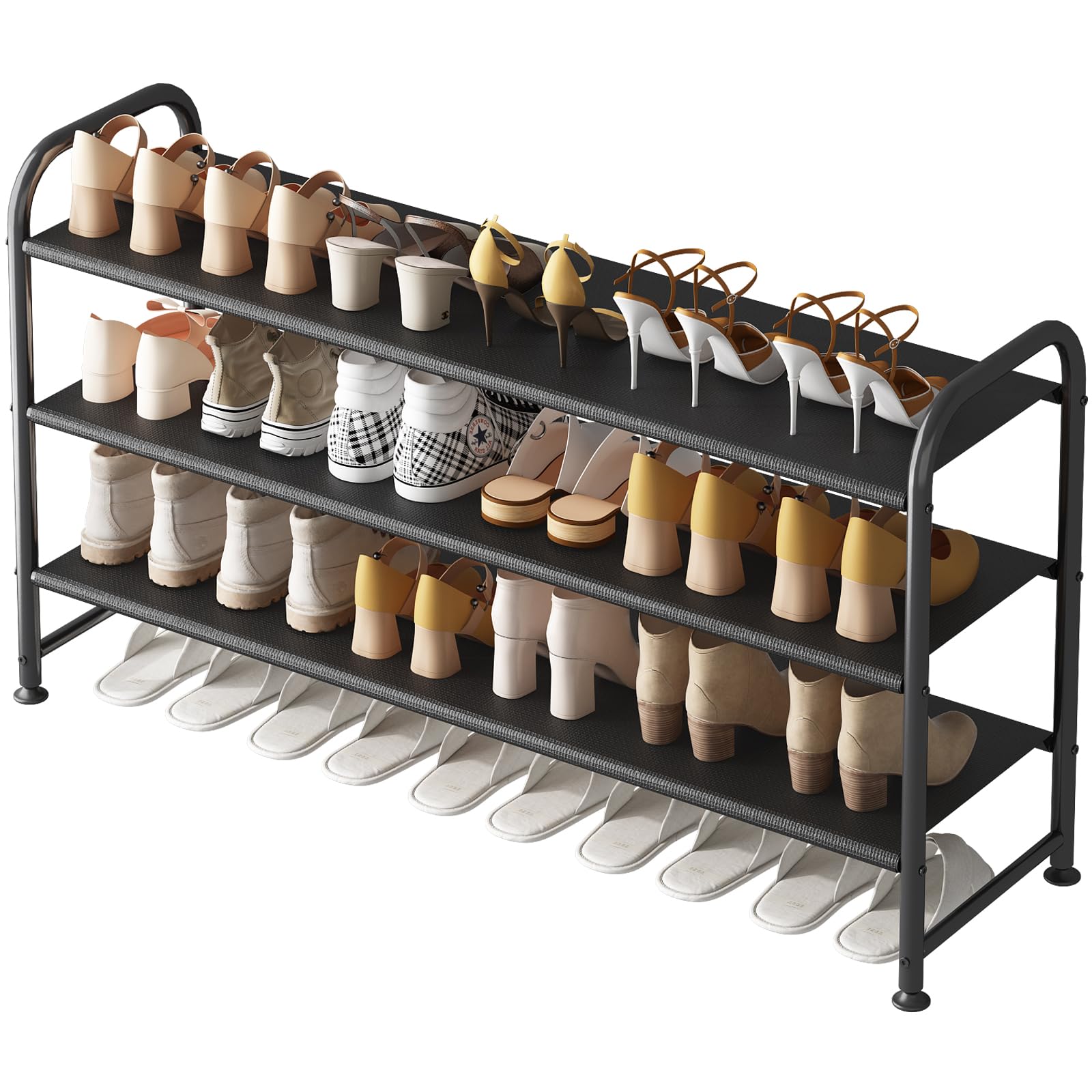 Aoibox  3 Tier Shoe Rack Metal Shelf Organizer Holds 18 Pairs Measures 42.71 Inch Long for Closet Entryway Bedroom with Dustproof Nonwoven Layers