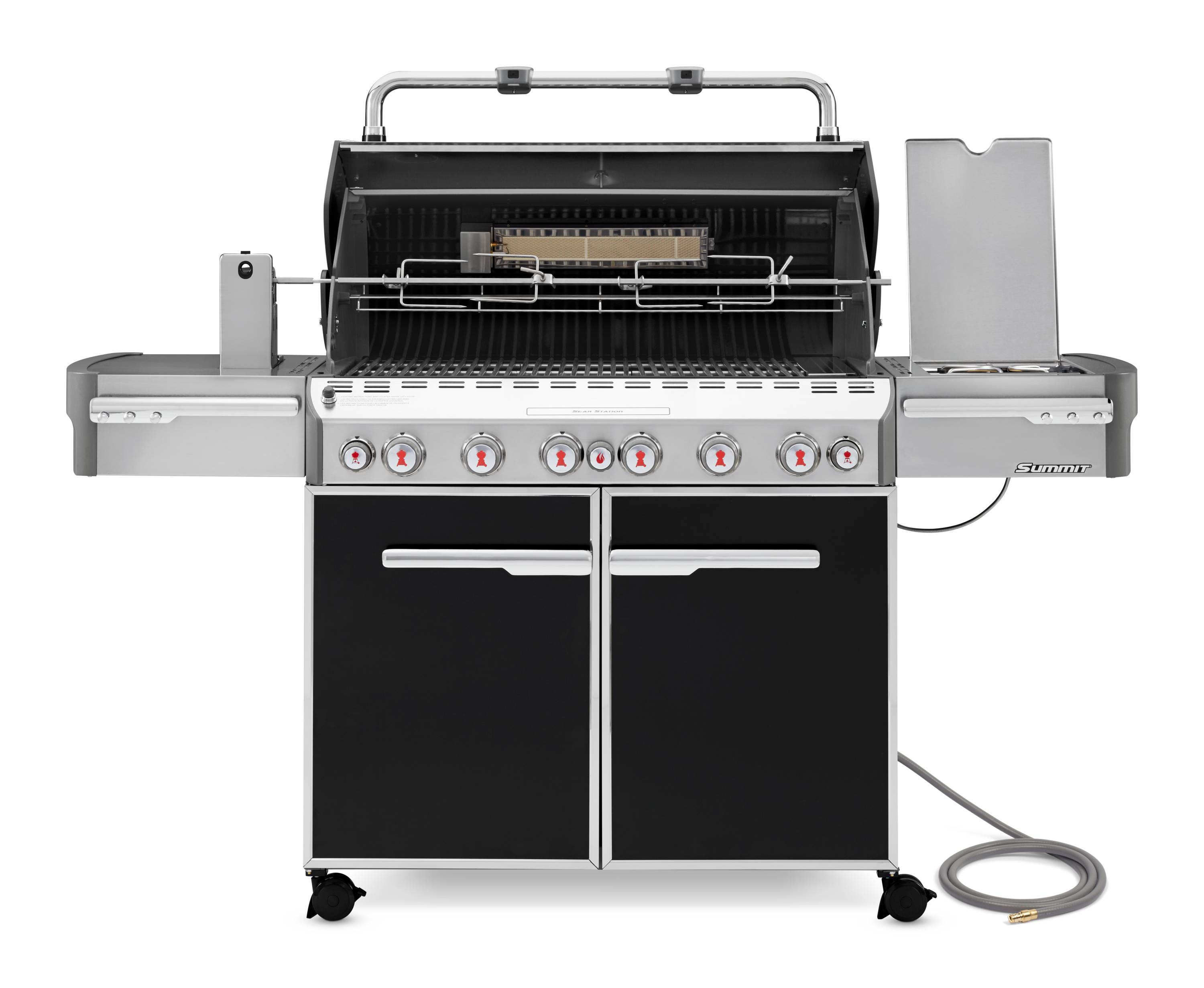 Weber E-670 Black 6-Burner Natural Gas Infrared Gas Grill 1 Side Burner with Rotisserie Burner with Integrated Smoker Box in the Gas Grills department at Lowes.com