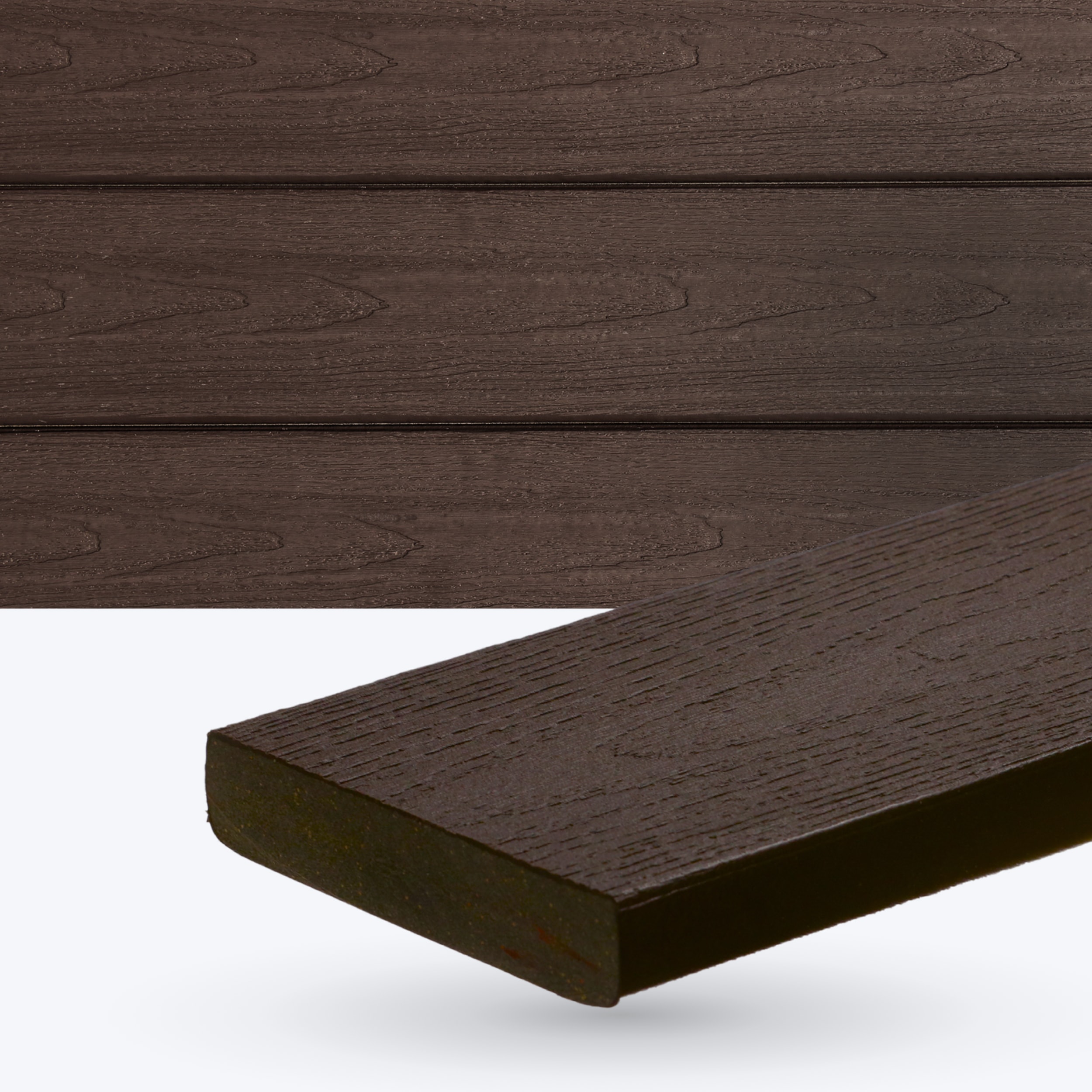 DuxxBak DX-O-144BW-SE Optima Dekk 1-in x 6-in x 12-ft Black Walnut Square Composite Deck board