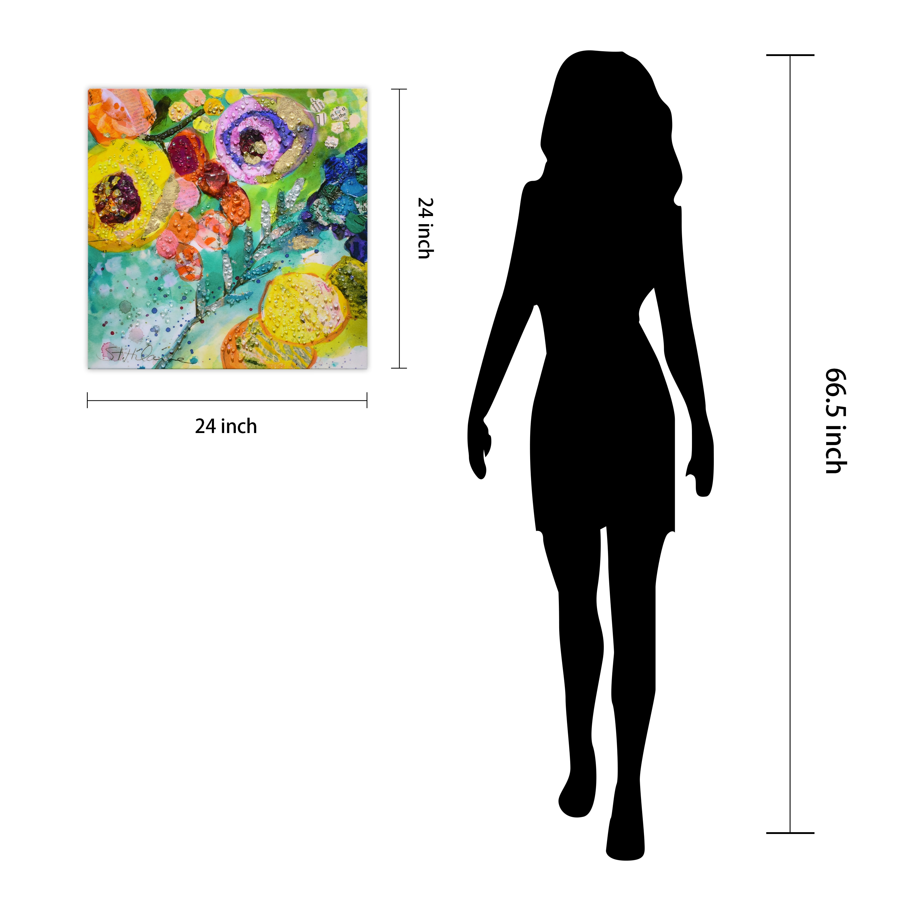 Floral Radiance II 24" Multicolor Epoxy Canvas Wall Art