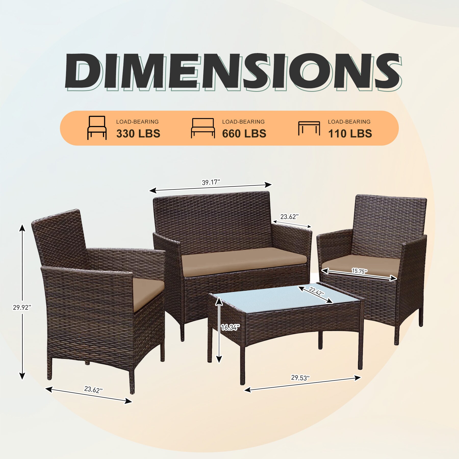 Grearden HZNF610-BR Patio-Conversation-Sets - View #8