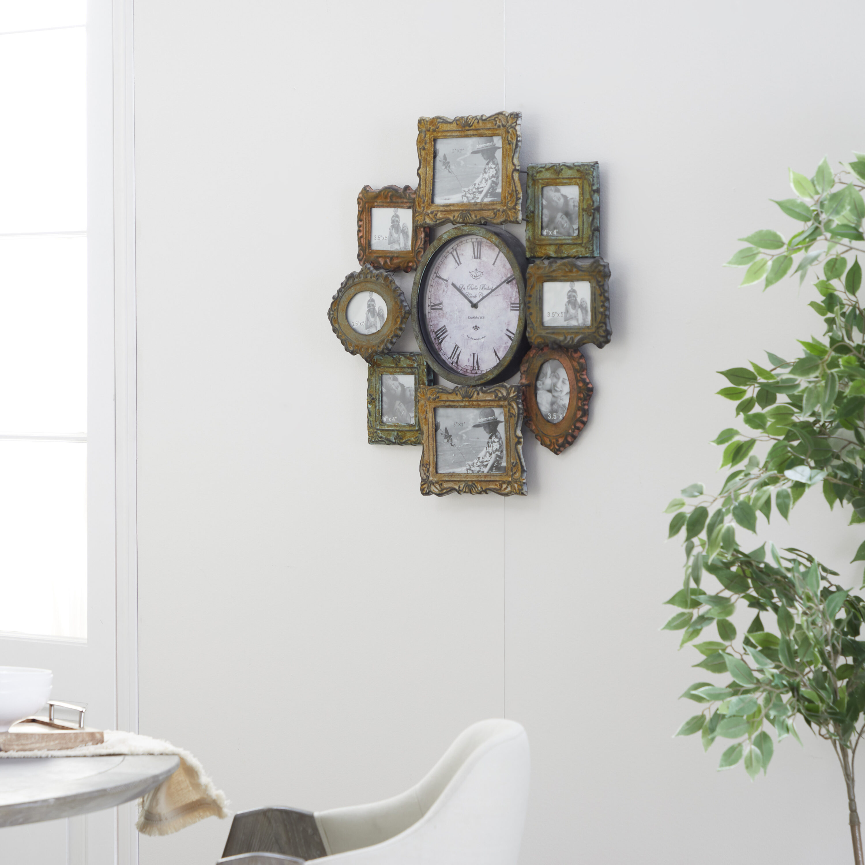 Grayson Lane 68412 Metal with 8 Photo Opening Analog Round Wall Bohemian