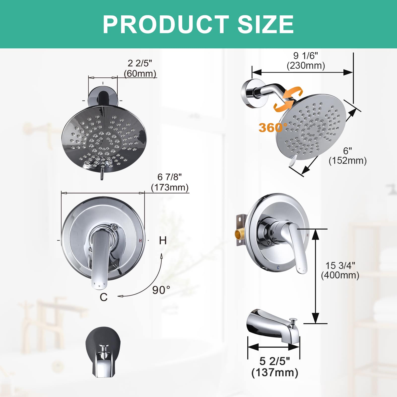 ALEASHA AL-5F10C Tub-Shower-Faucets - View #5