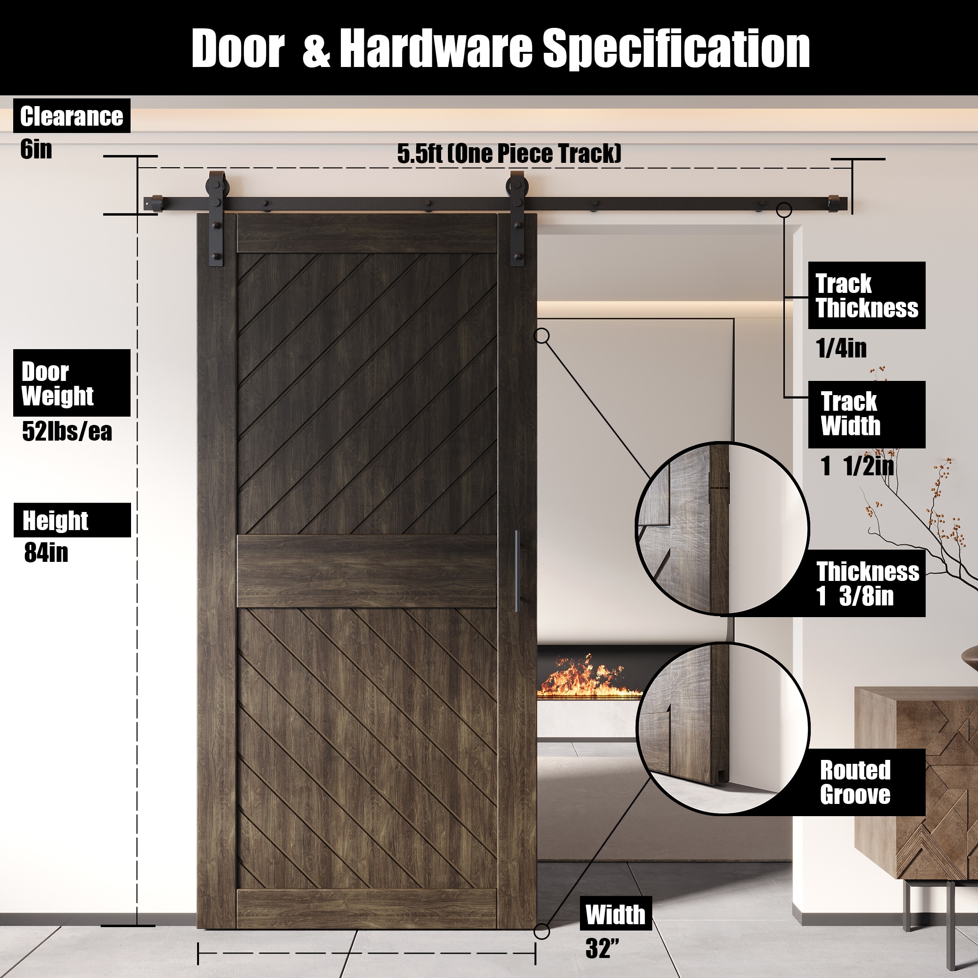 HOMACER YT1H066C-XT3-3284-EB Barn-Doors - View #2