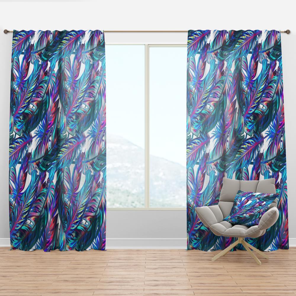 Designart CTN19201-52-84 84-Inches Blue Abstract Room darkening Thermal lined Rod pocket Single curtain panel