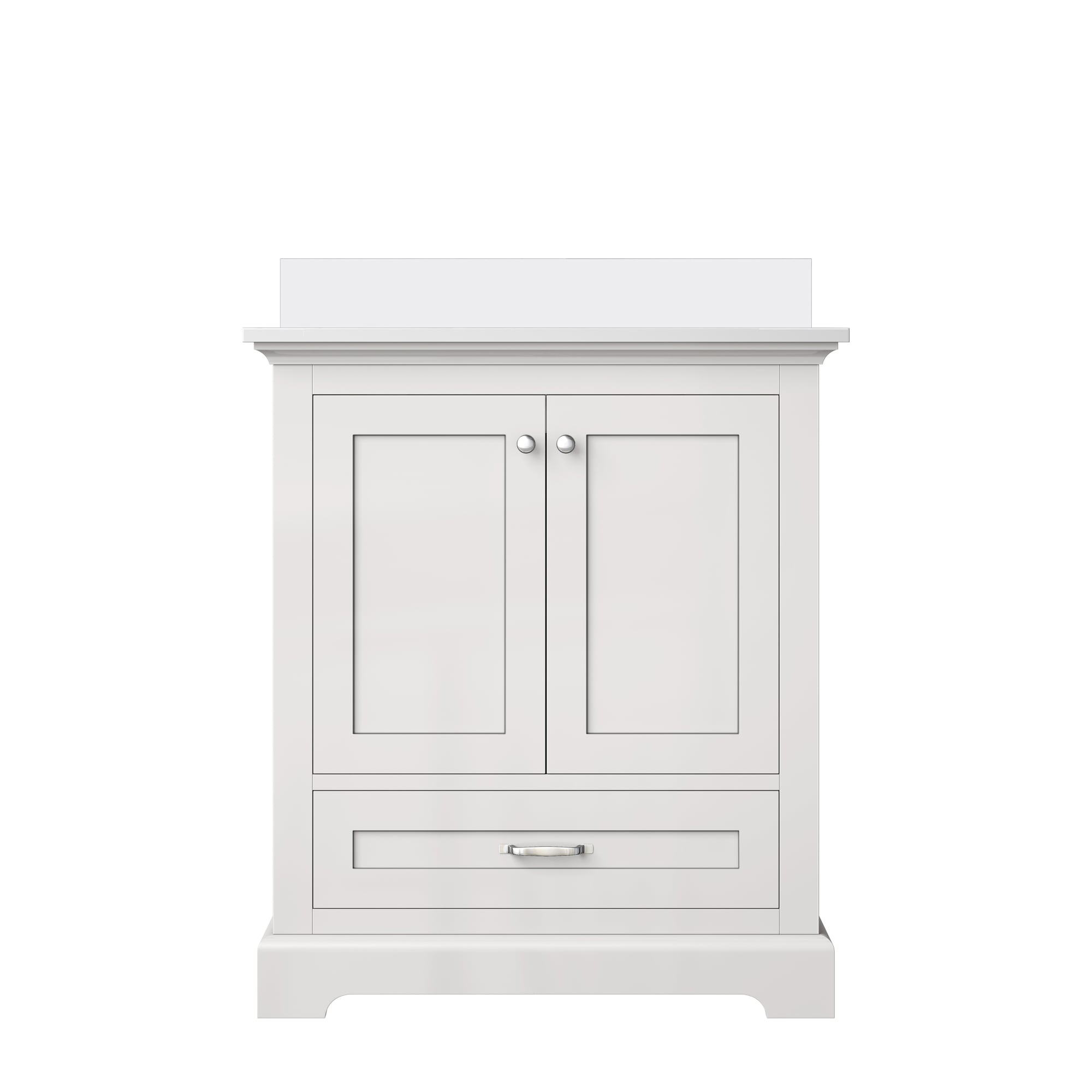 Lexora LVD30SA300 Dukes 30-in White Undermount Single Sink Bathroom Vanity with White Cultured Marble Top