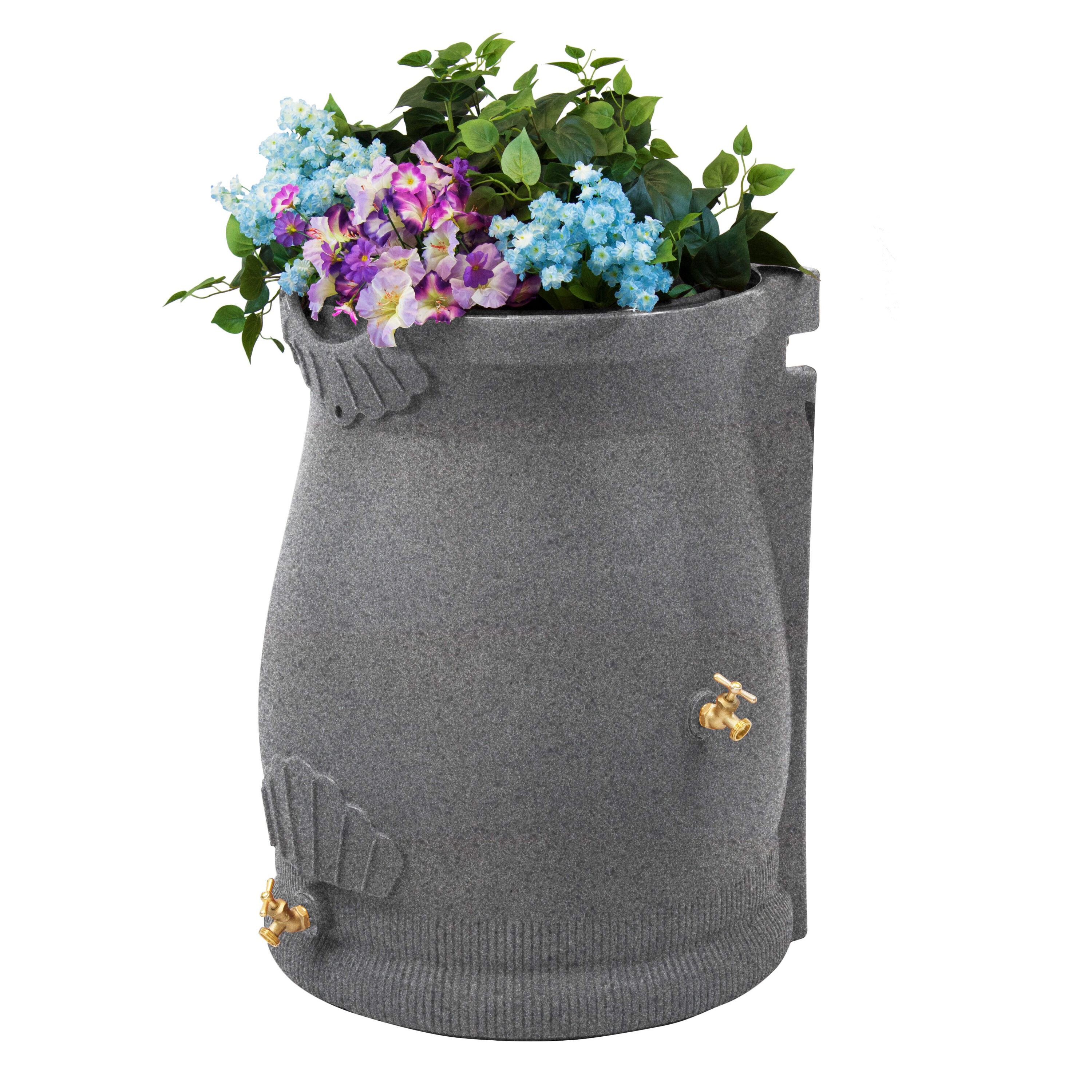 Good Ideas 50-Gallon Gray Plastic Rain Barrel Spigot #RWURN50-DAR