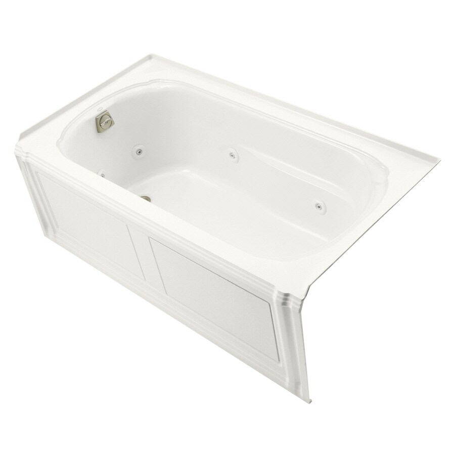 KOHLER 1109-LA-0 Portrait 32-in W x 60-in L White Acrylic Left-Hand Drain Alcove Whirlpool Tub