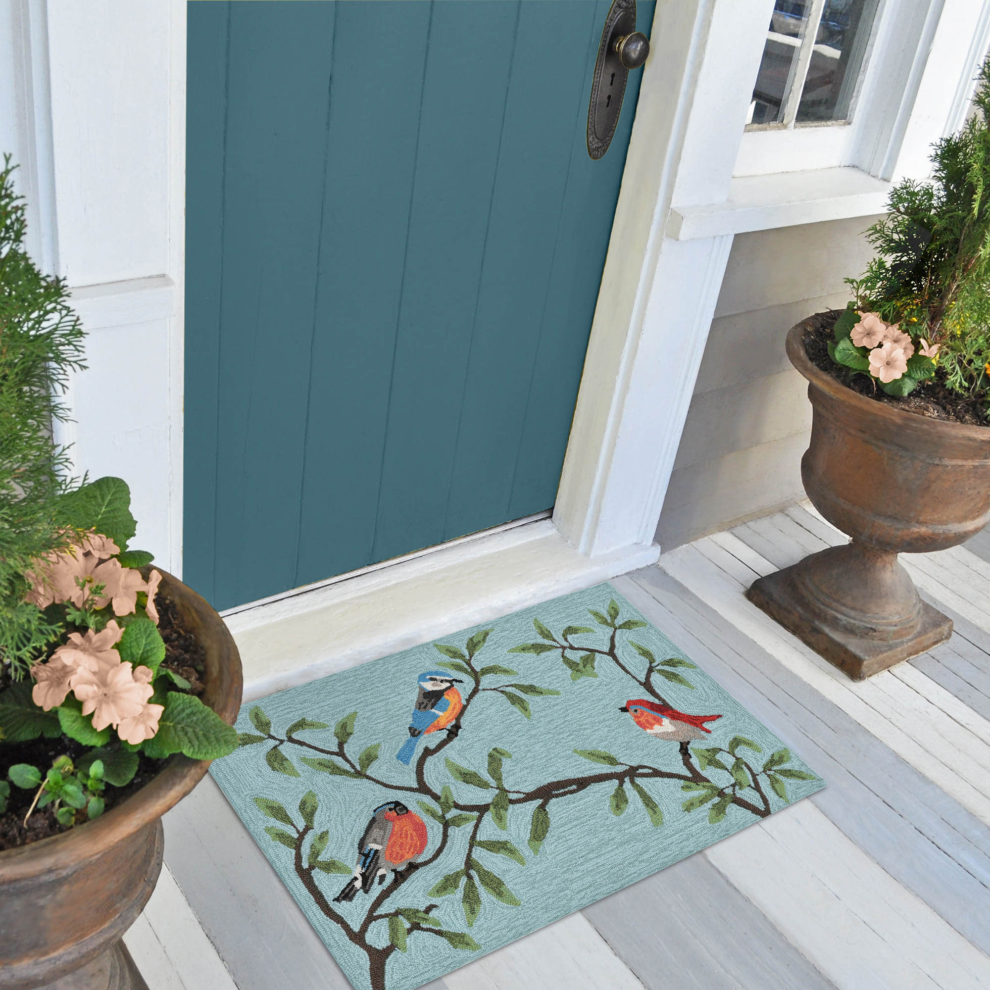 Liora Manne RVL23227004 Ravella 2 x 3 (ft) Tufted Polypropylene Aqua Rectangular Indoor/Outdoor Floral/Botanical Farmhouse/Cottage Area rug