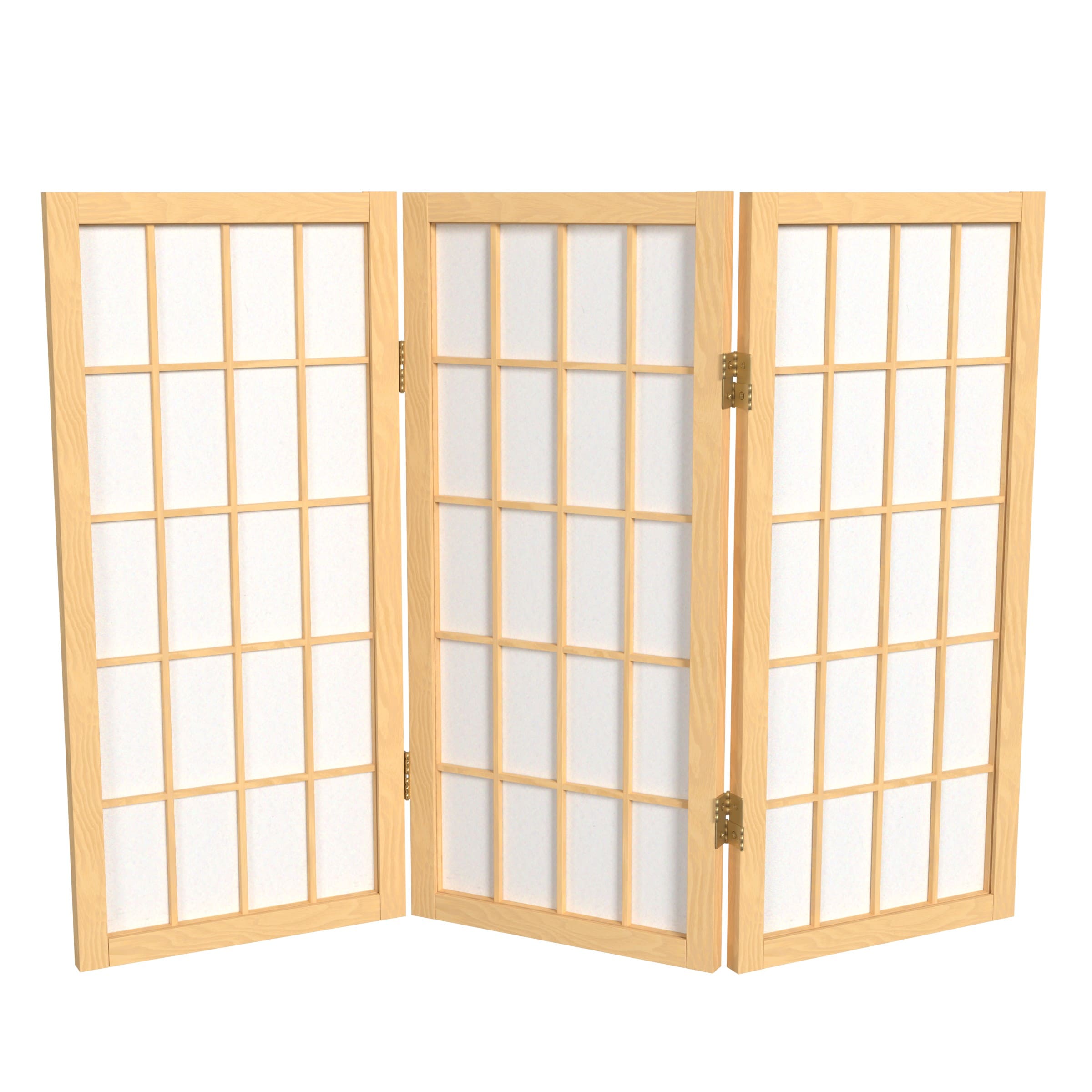 Oriental Furniture WP24-NAT-3P 3-Panel Natural Wood Folding Shoji Style Room Divider