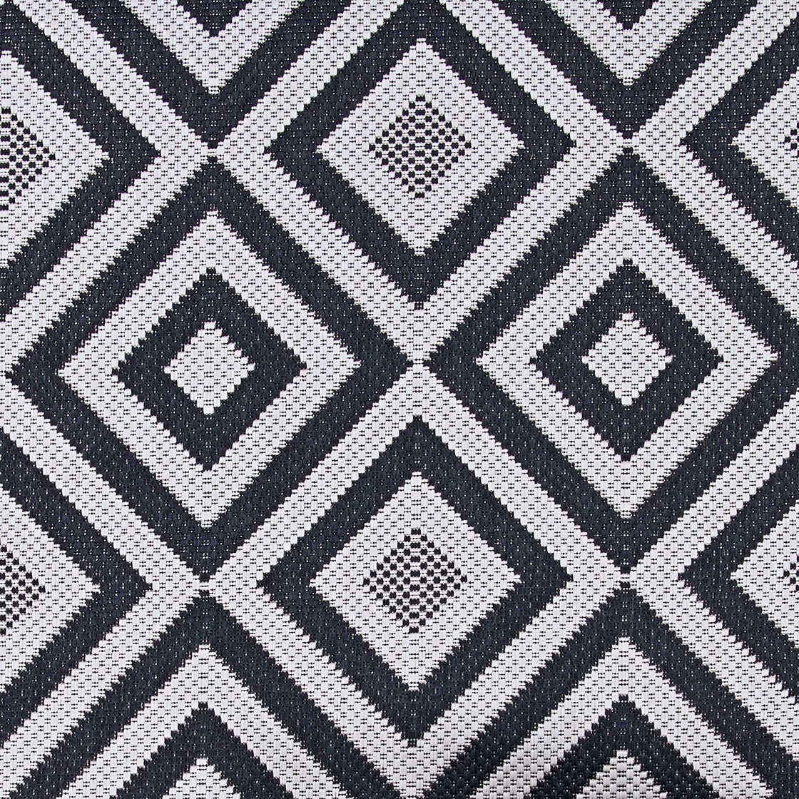 Black Geometric Flat Woven Synthetic Indoor/Outdoor Area Rug