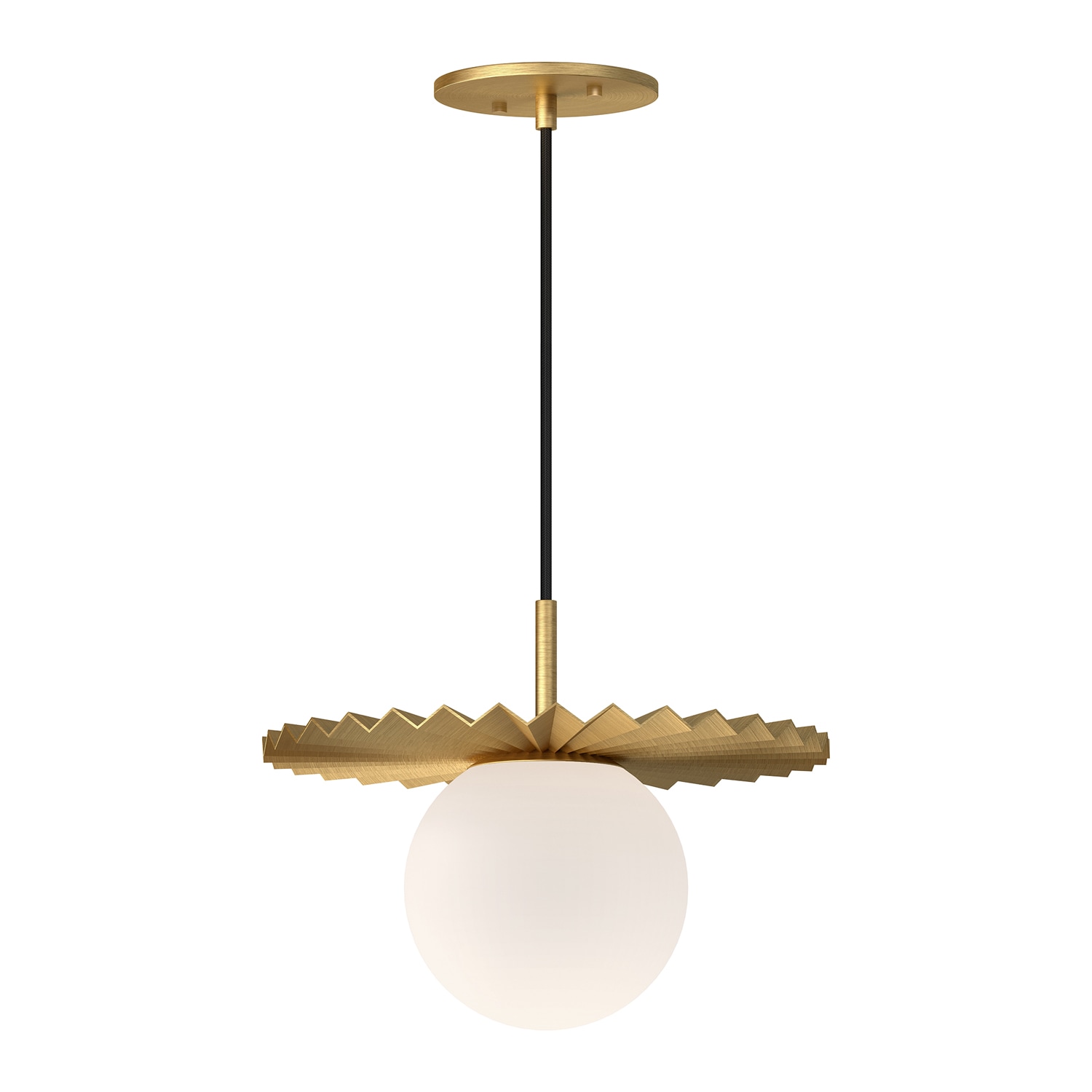 Plume Brushed Gold Pendant with Opal Matte Glass Shade