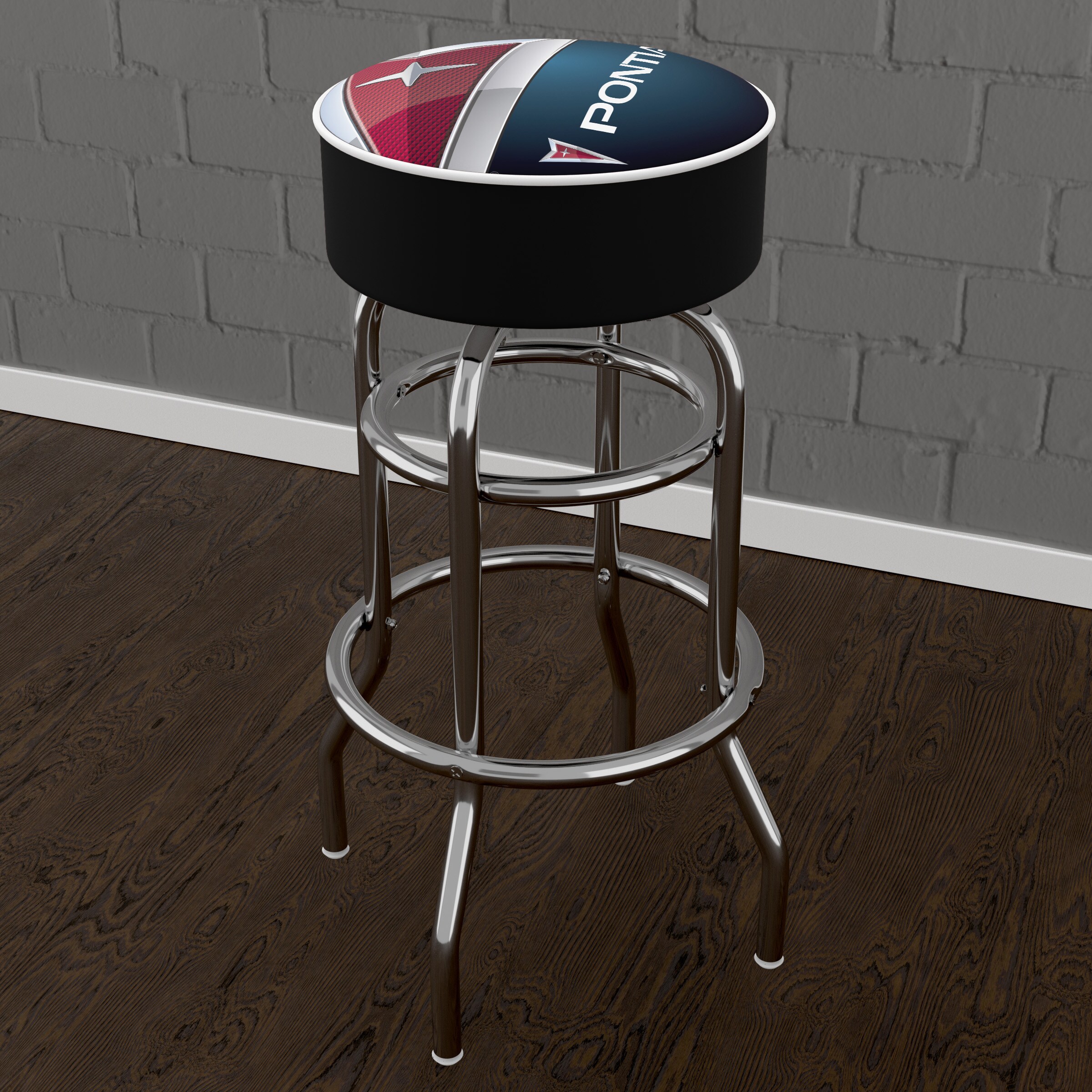Black Metal Swivel Bar Stool with Padded Seat