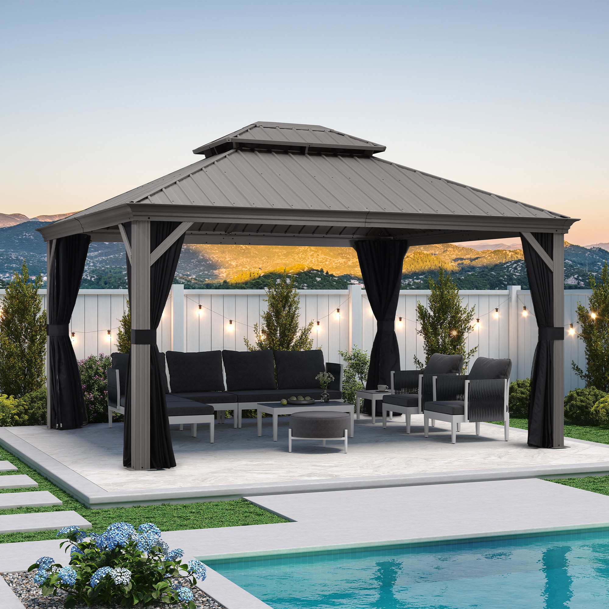 PURPLE LEAF LSHSHTG1214 Wood-Resin-Gazebos - View #3