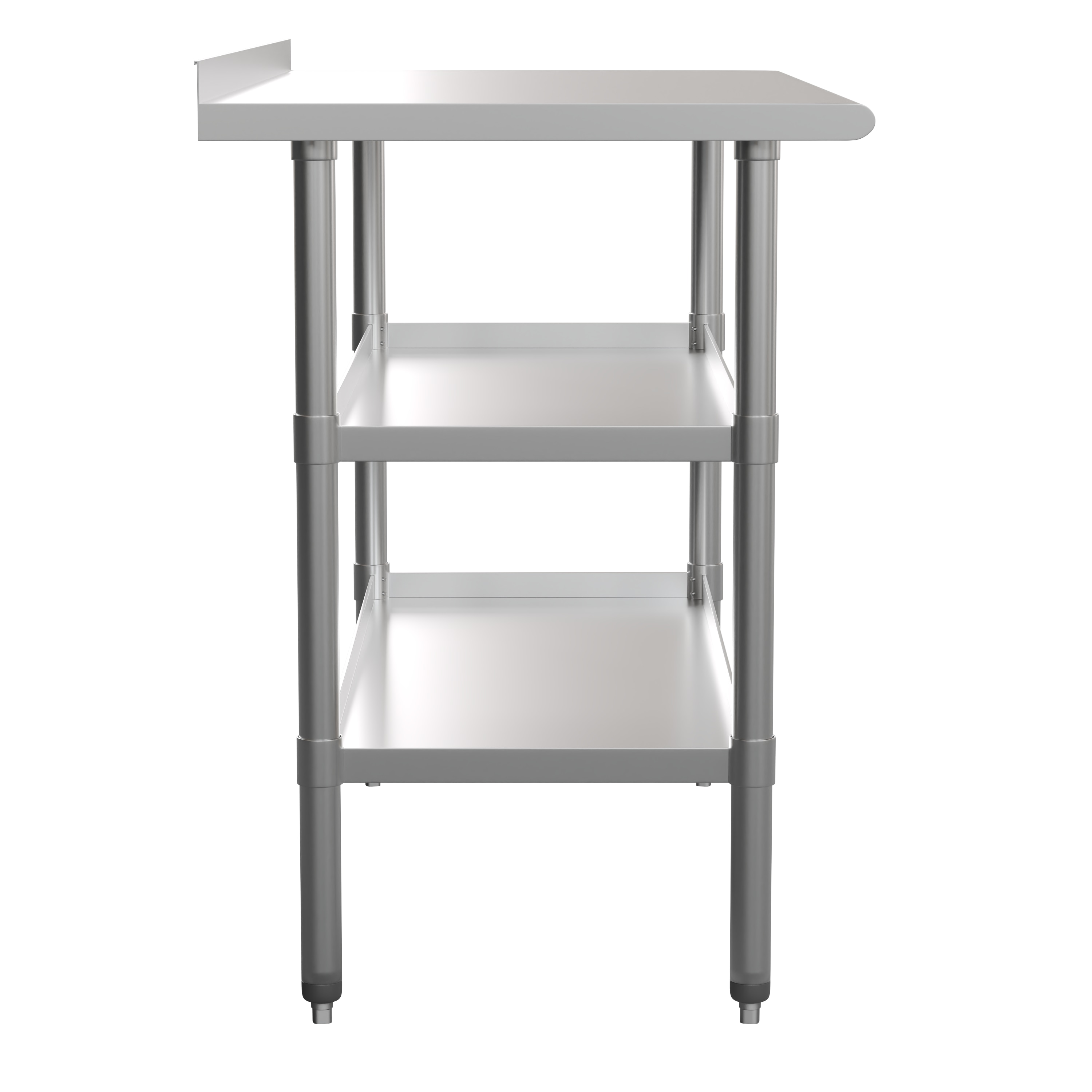 48" Silver Stainless Steel Kitchen Work Table with Backsplash and Shelves