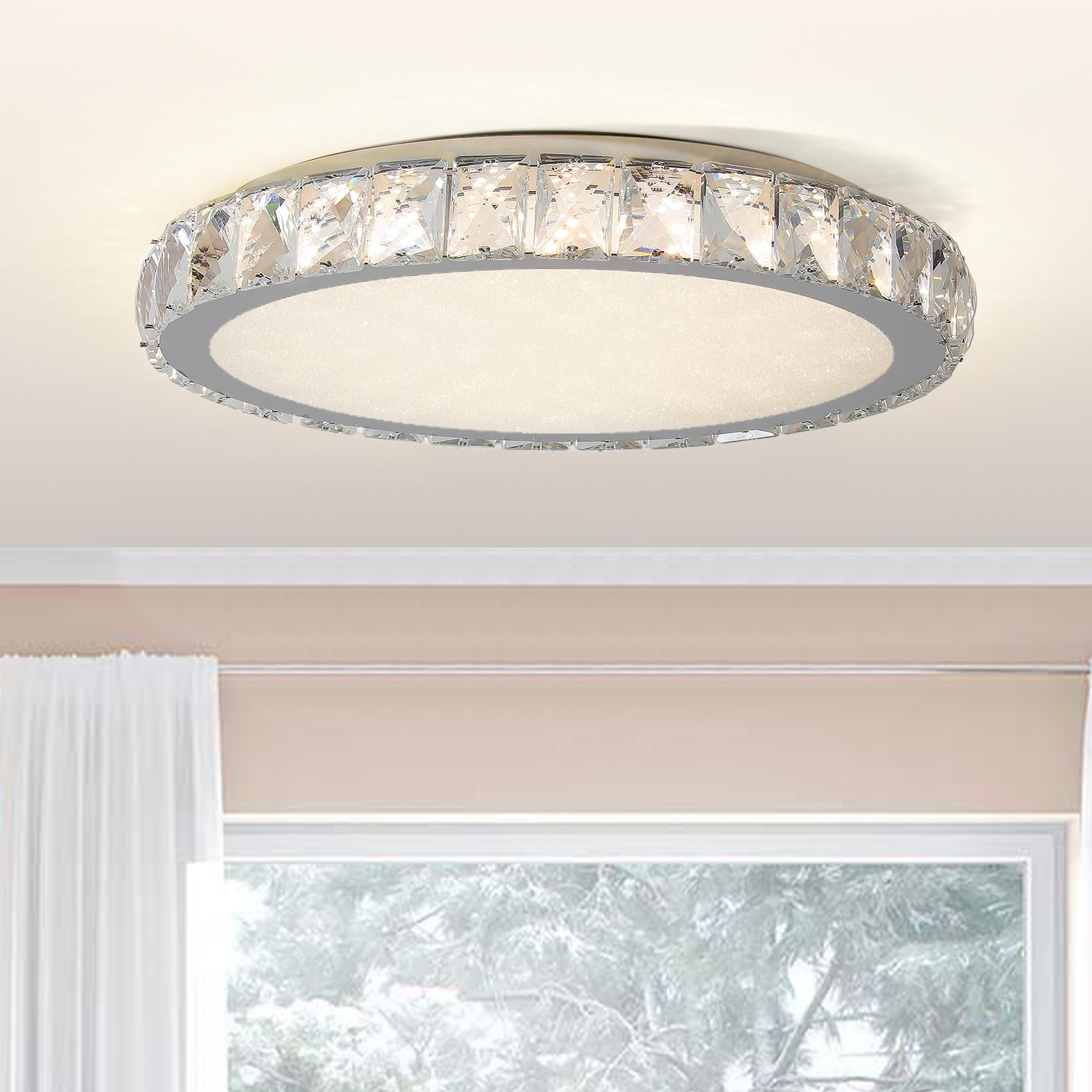 Bayfeve BFLCM-9397-LT Crystal LED Ceiling Light 1 -Light 19.7-in Chrome Integrated LED Flush Mount Light