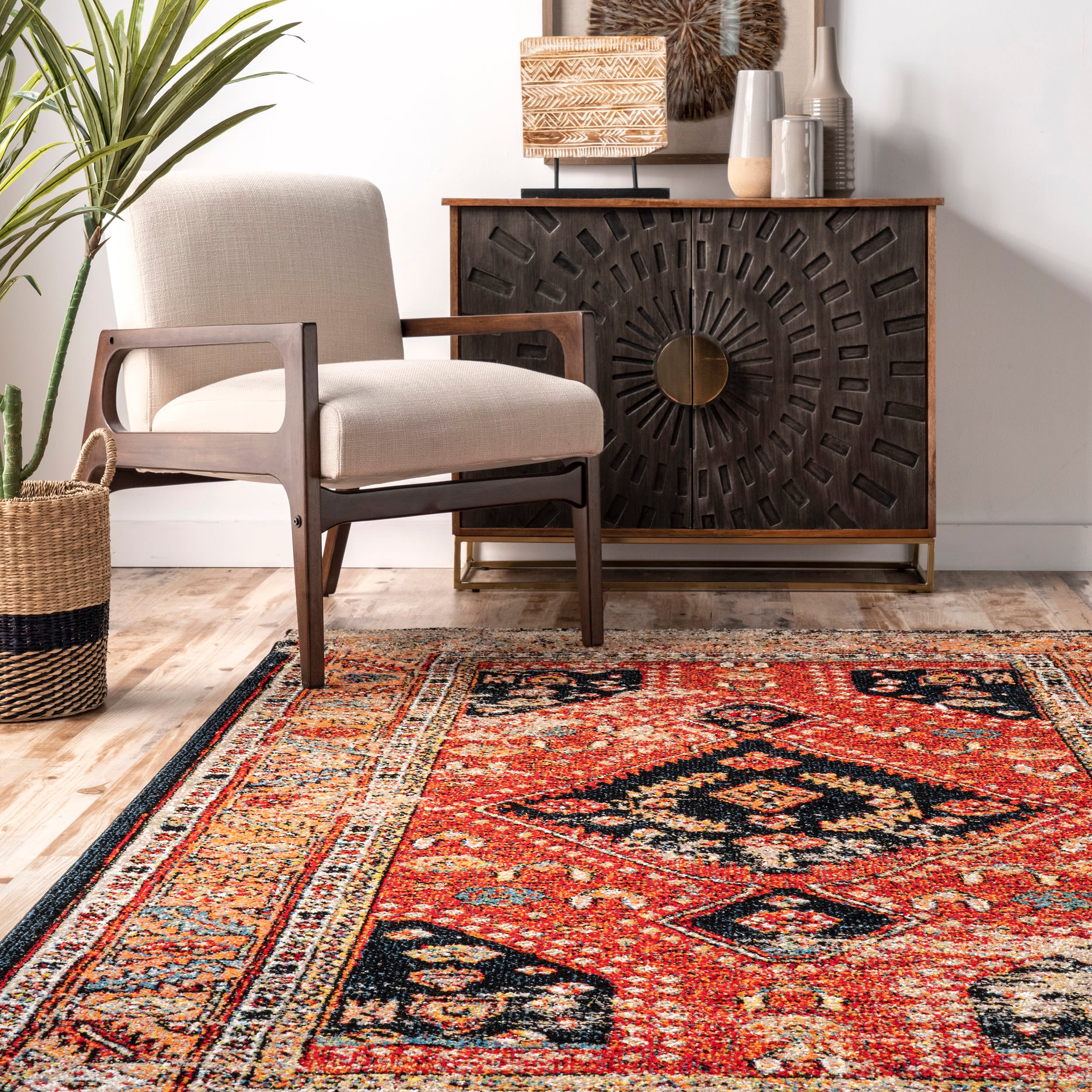 Multicolor Floral Synthetic 4' x 6' Area Rug