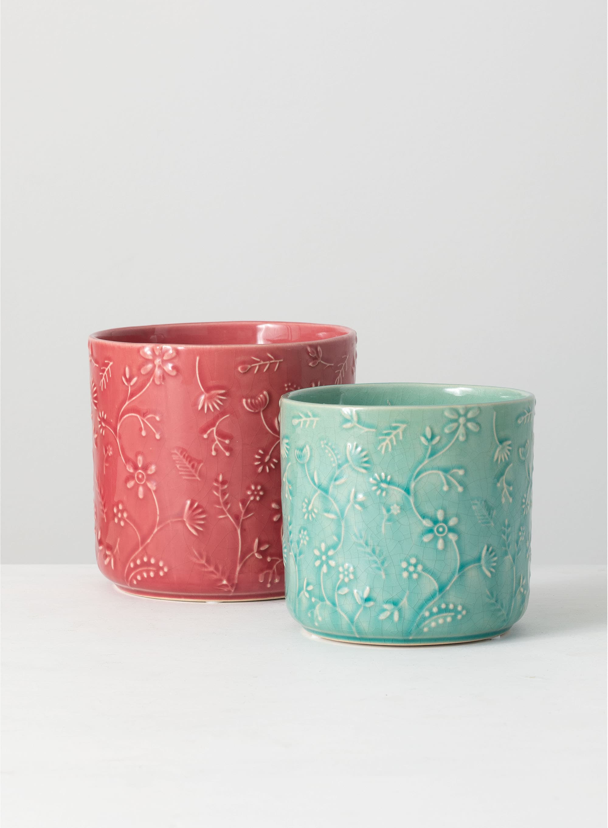 Sullivans CM2871 2 -Pack Round 5.75-Inches W Small Multiple colors/finishes Ceramic Indoor/Outdoor Planter