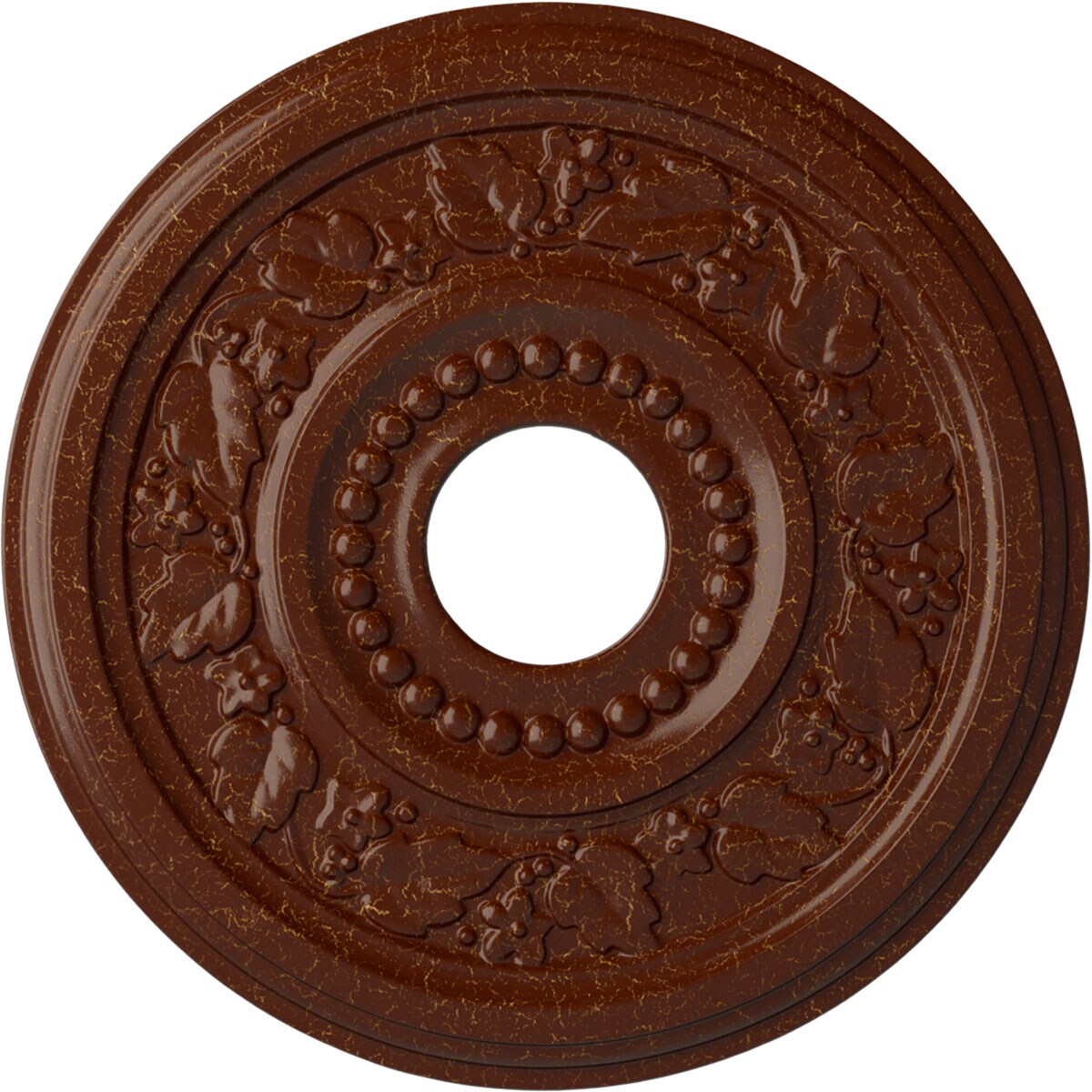 Ekena Millwork CM16GNBMC Genevieve 16.125-in W x 16.125-in L Painted Burnished Mahogany Crackle Polyurethane Whole Ceiling Medallion