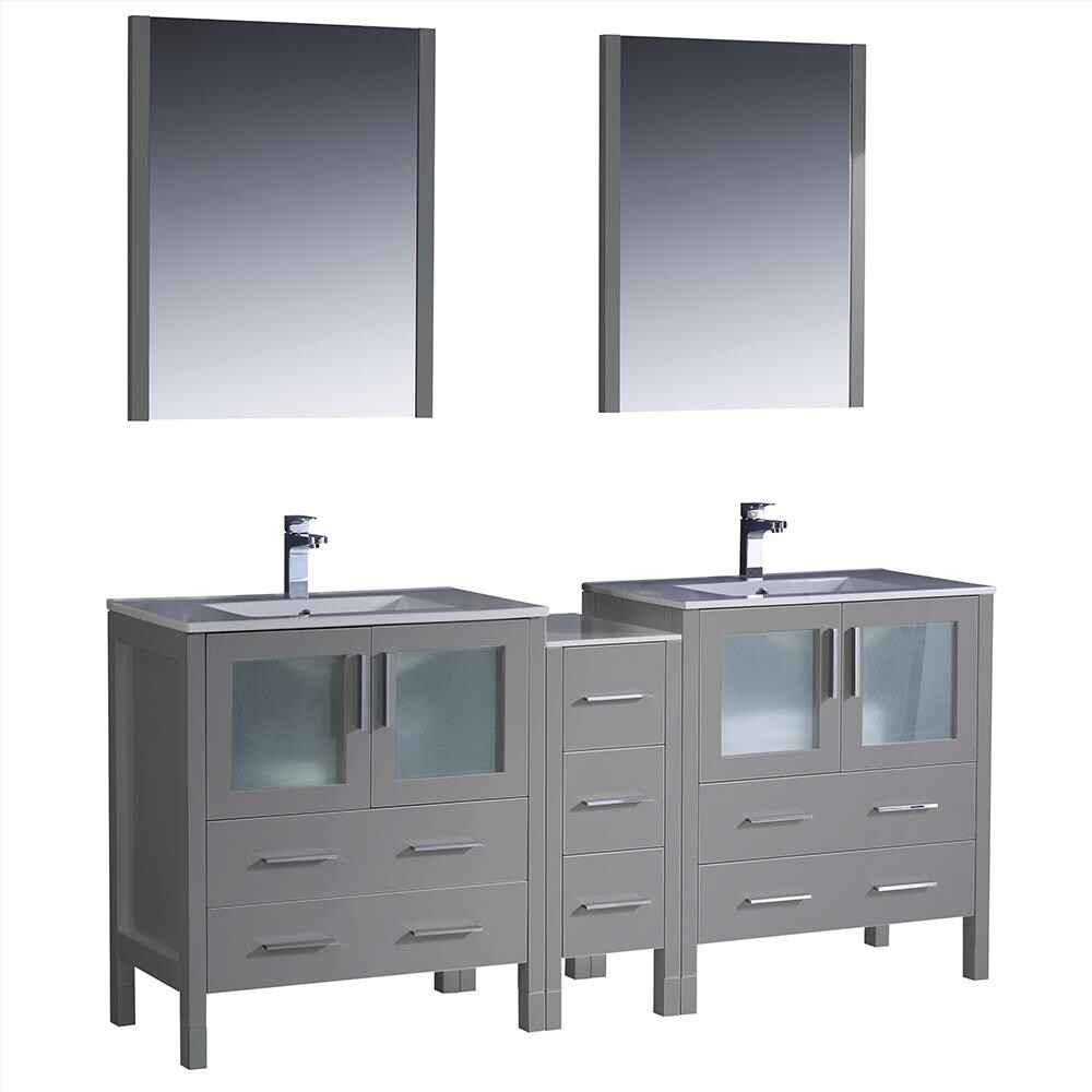 Vanity Art VA3030-72E Espresso 72 Double Sink Bathroom Vanity Set with Ceramic Vanity Top