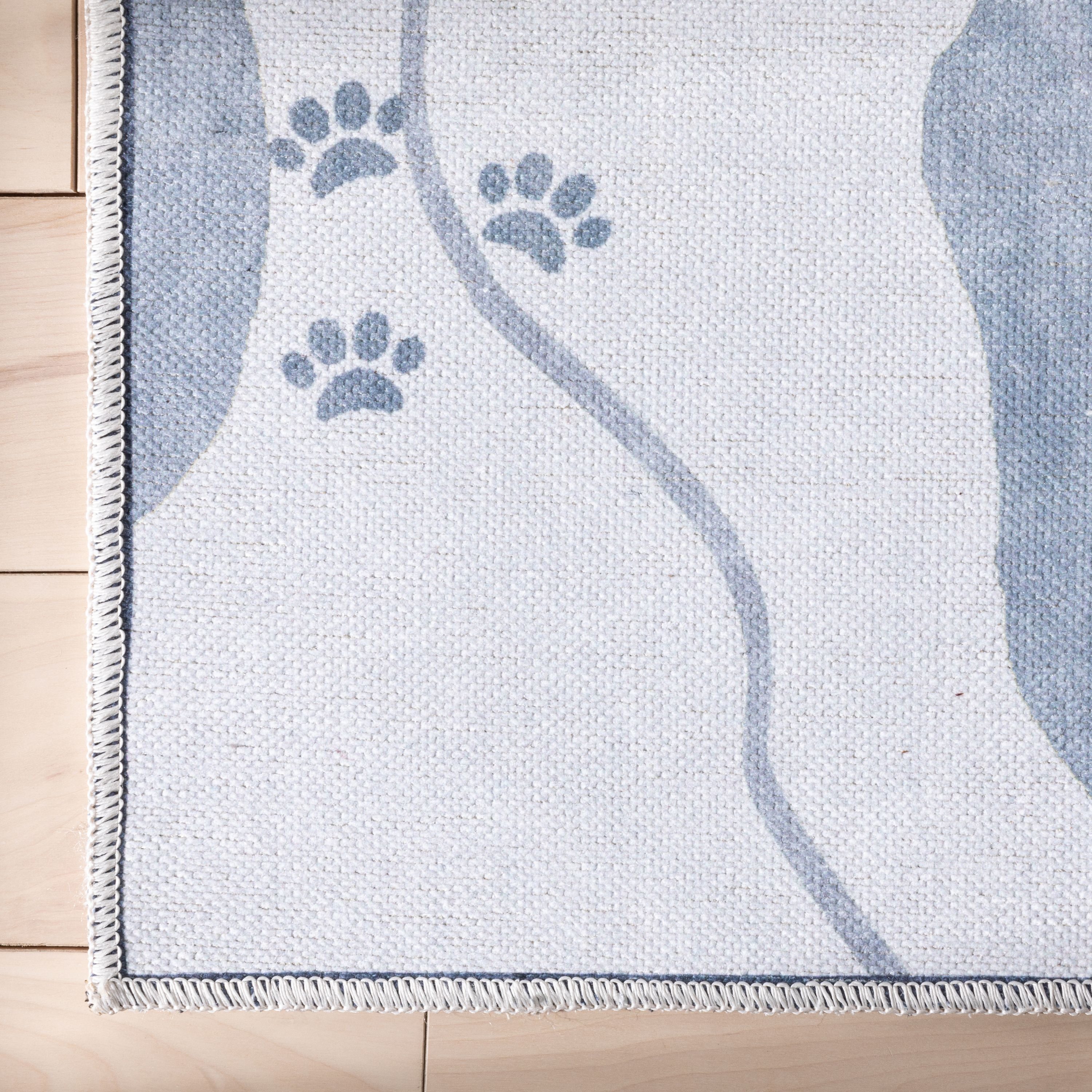 Gray Safari Animal Print Polyester Kids Area Rug 5' x 7'