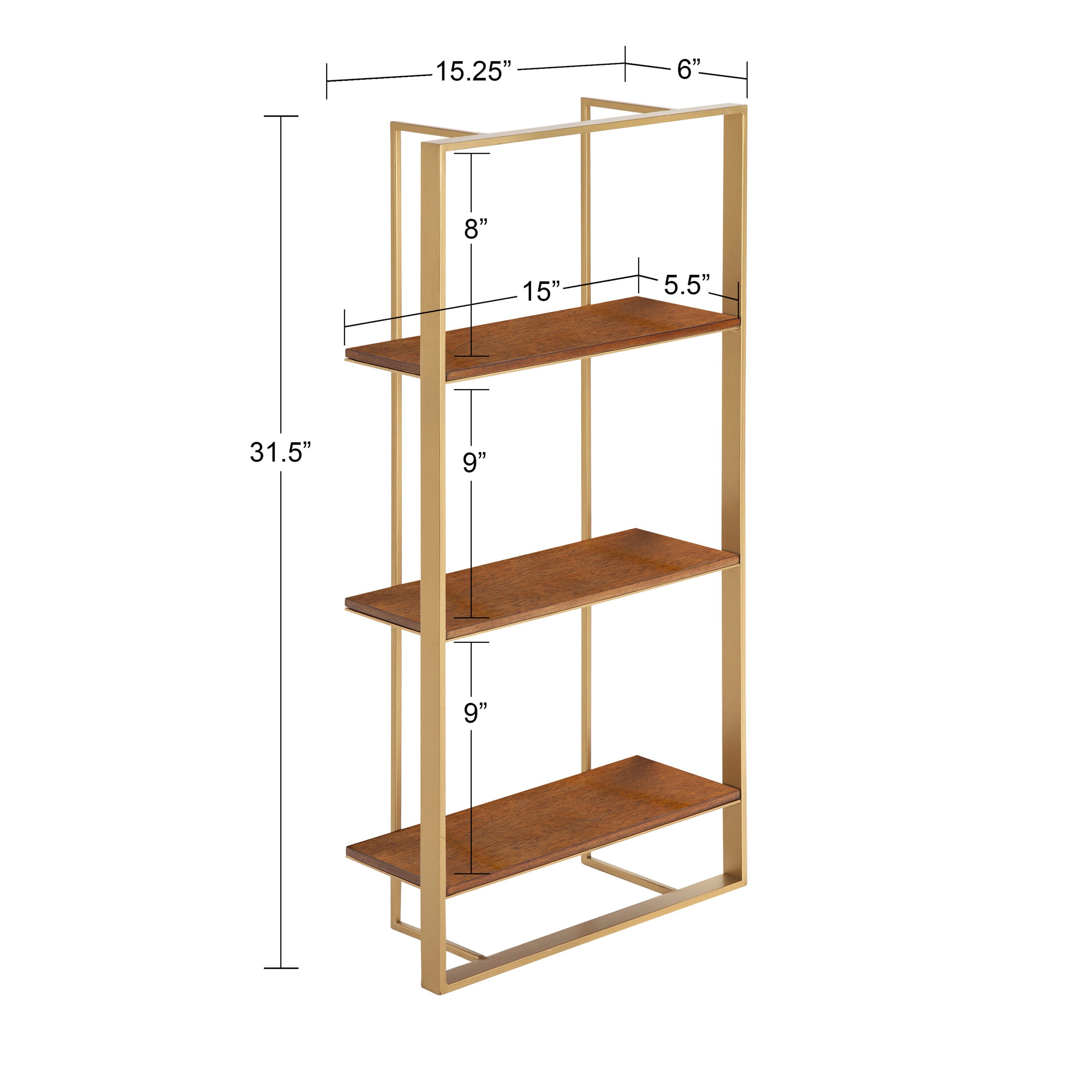 Kate and Laurel 15-in L x 6-in D x 31.5-in H Walnut Brown/Gold Metal ...