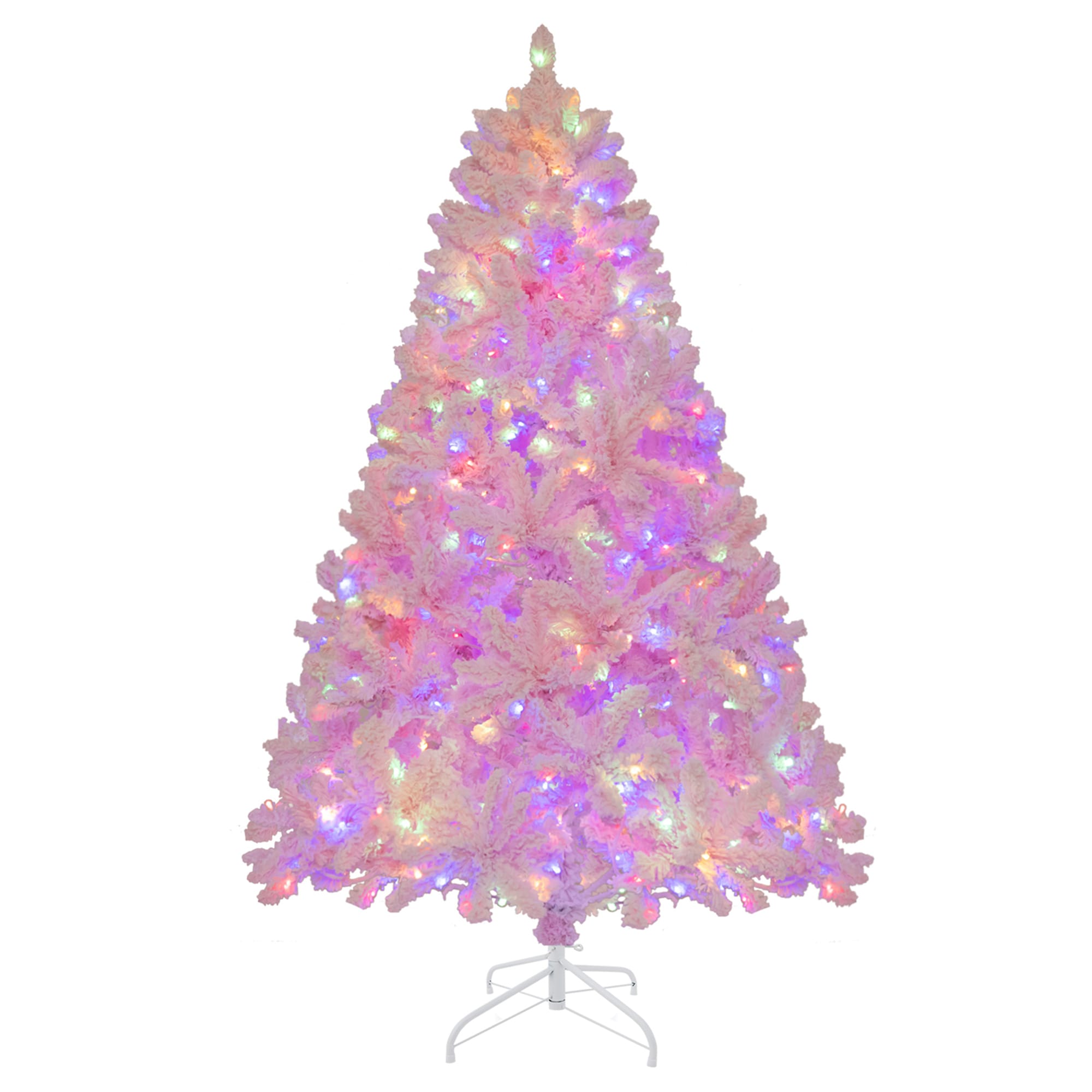 Costway LWS00755 6-ft Pre-lit Pink Artificial Christmas Tree with Multicolor LED Lights