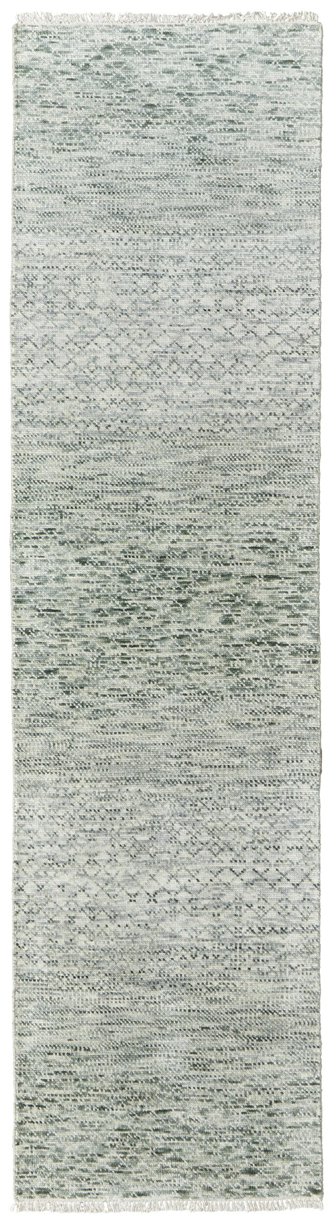 Room Envy BRNR69BQGRNIVYI11 2 x 12 (ft) Knotted Wool Green/Ivory Rectangular Indoor Solid Runner rug
