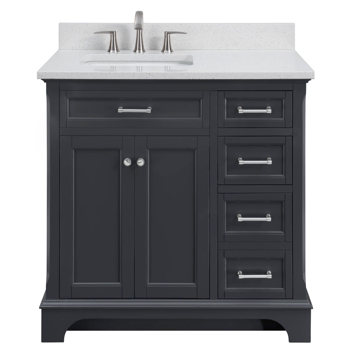 allen + roth Roveland 36-in White Single Sink Bathroom Vanity with Terrazzo Engineered Stone Top