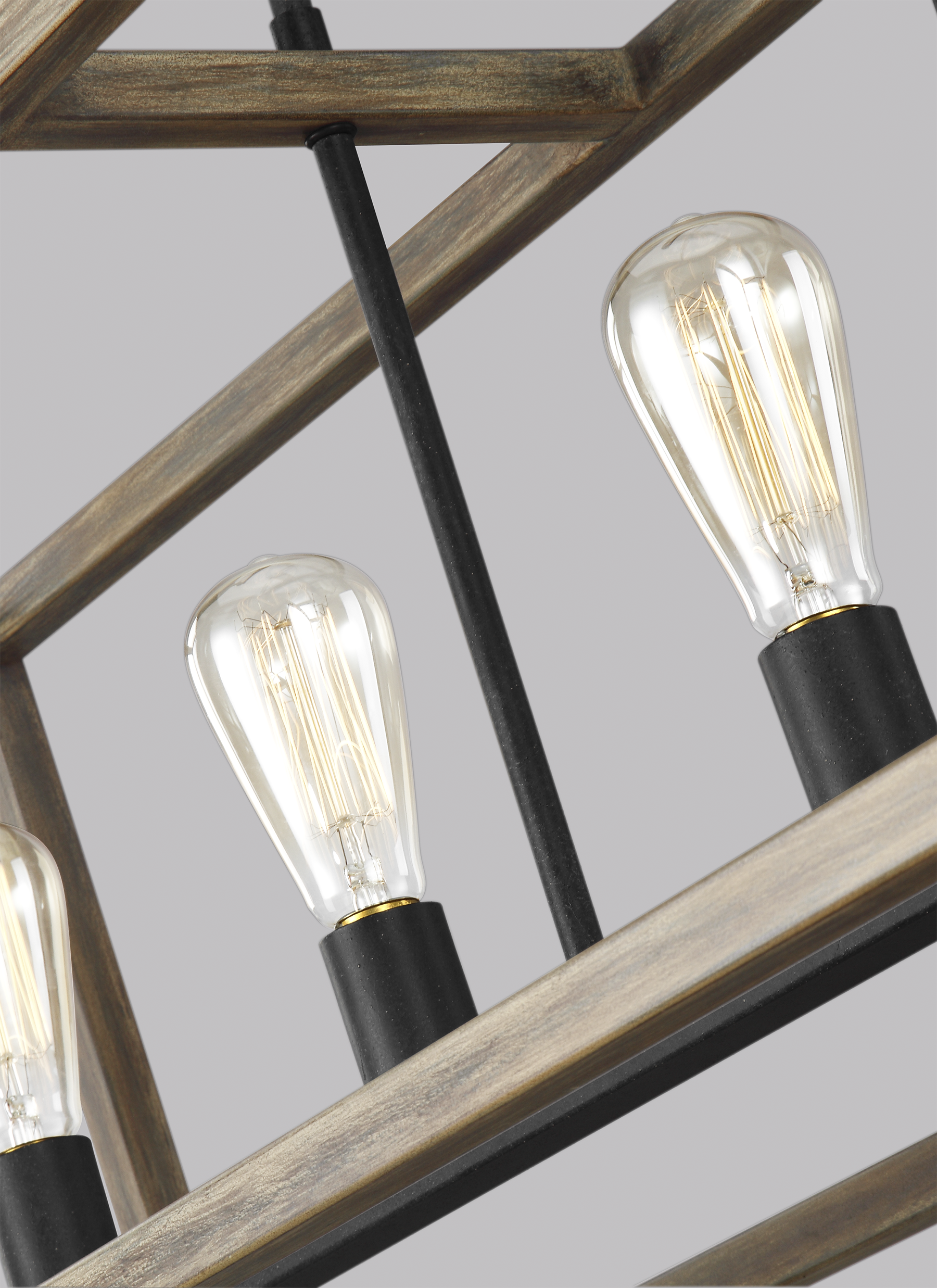 Rustic Elegance 5-Light Weathered Oak & Antique Iron Cage Chandelier