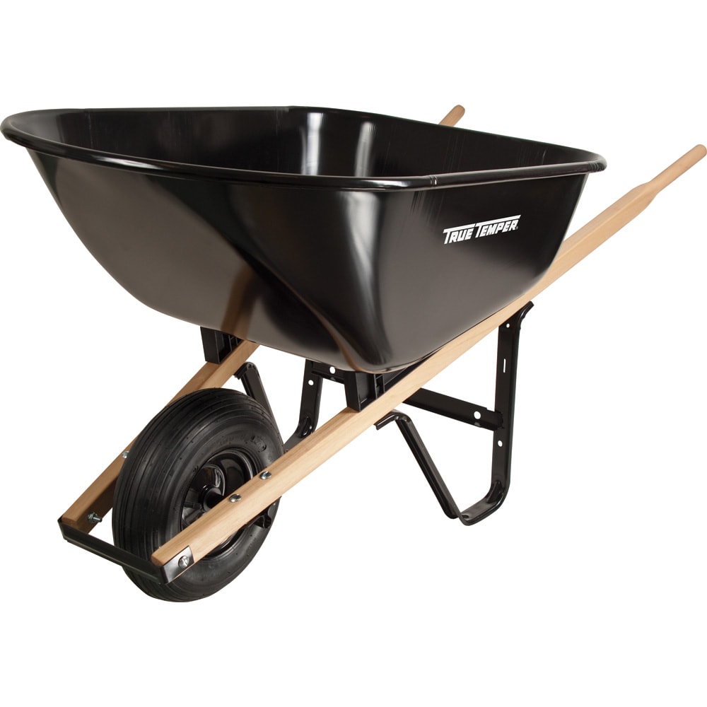 True Temper S6BUT25 6-cu ft 1 Wheel Steel Push Wheelbarrow Flat-Free Tire