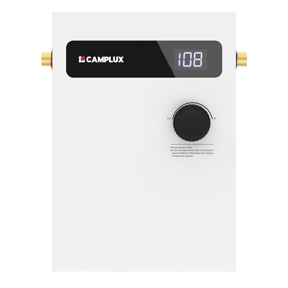 Camplux TEW08 240-Volt 8-kW 1.5-GPM Electric Tankless Water Heater, White