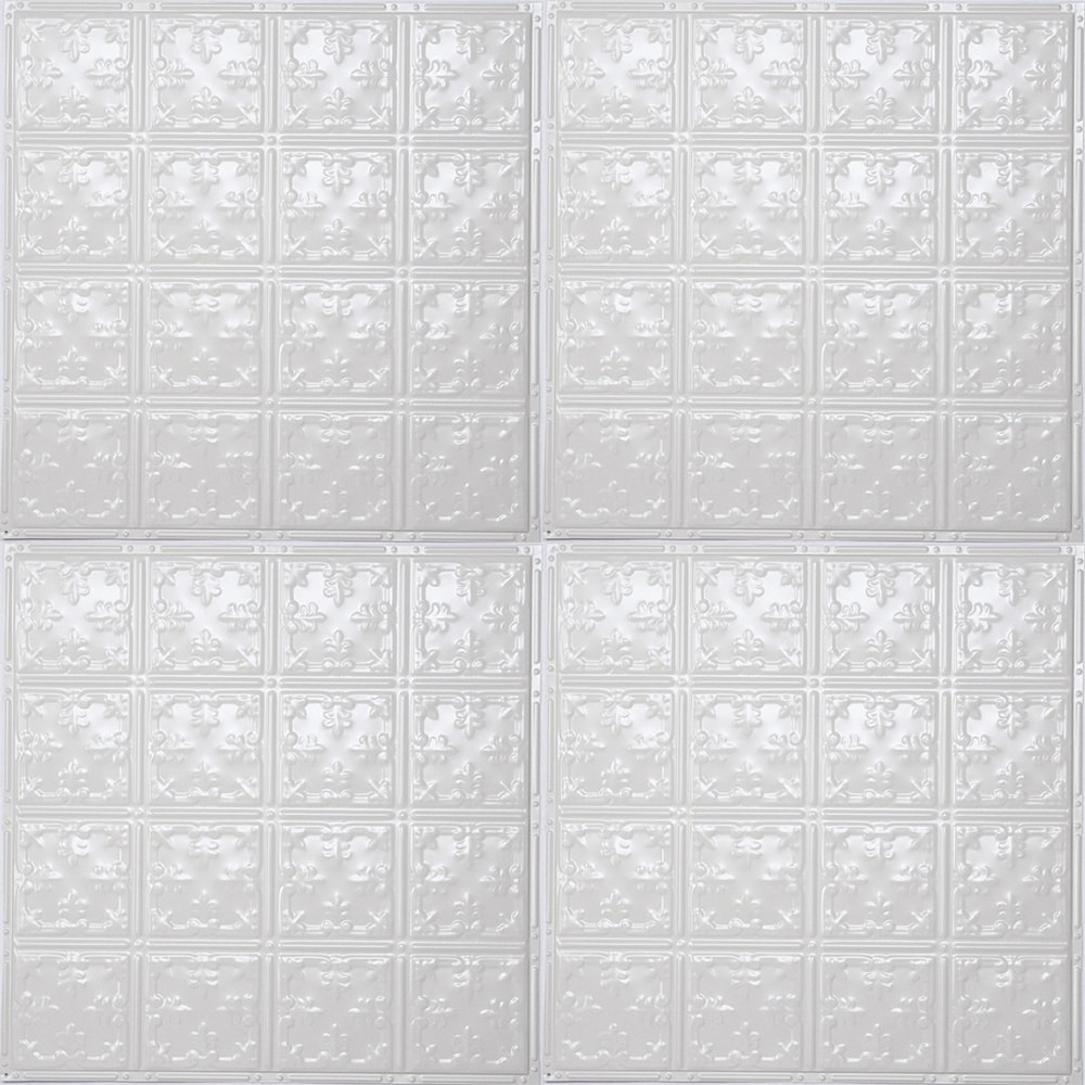 American Tin Ceilings 24-in x 24-in Bright White Gloss Backsplash ...