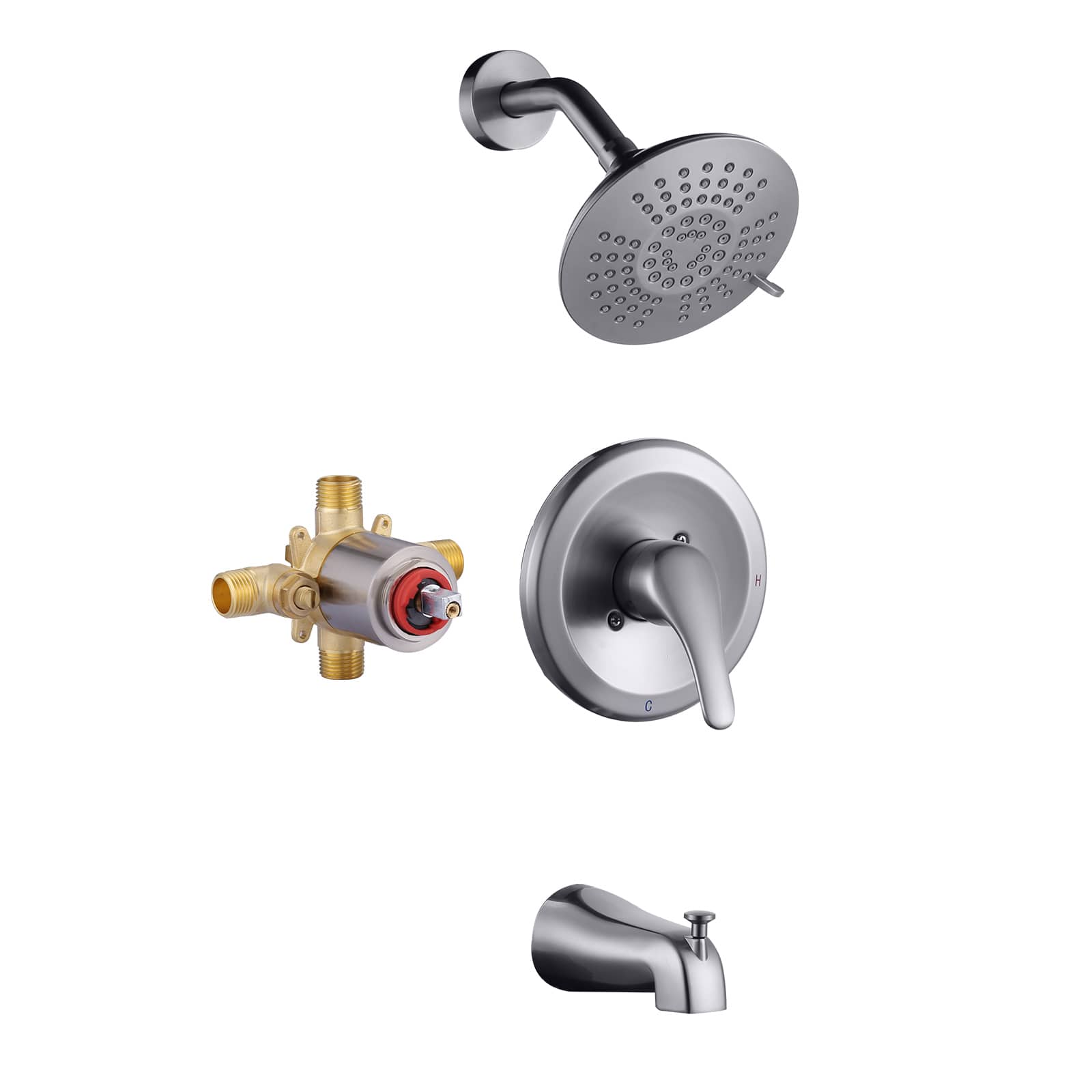ARCORA Single Handle 5-Spray Tub and Shower Faucet 1.8 GPM in. Spot Defense Brushed Nickel Valve Included