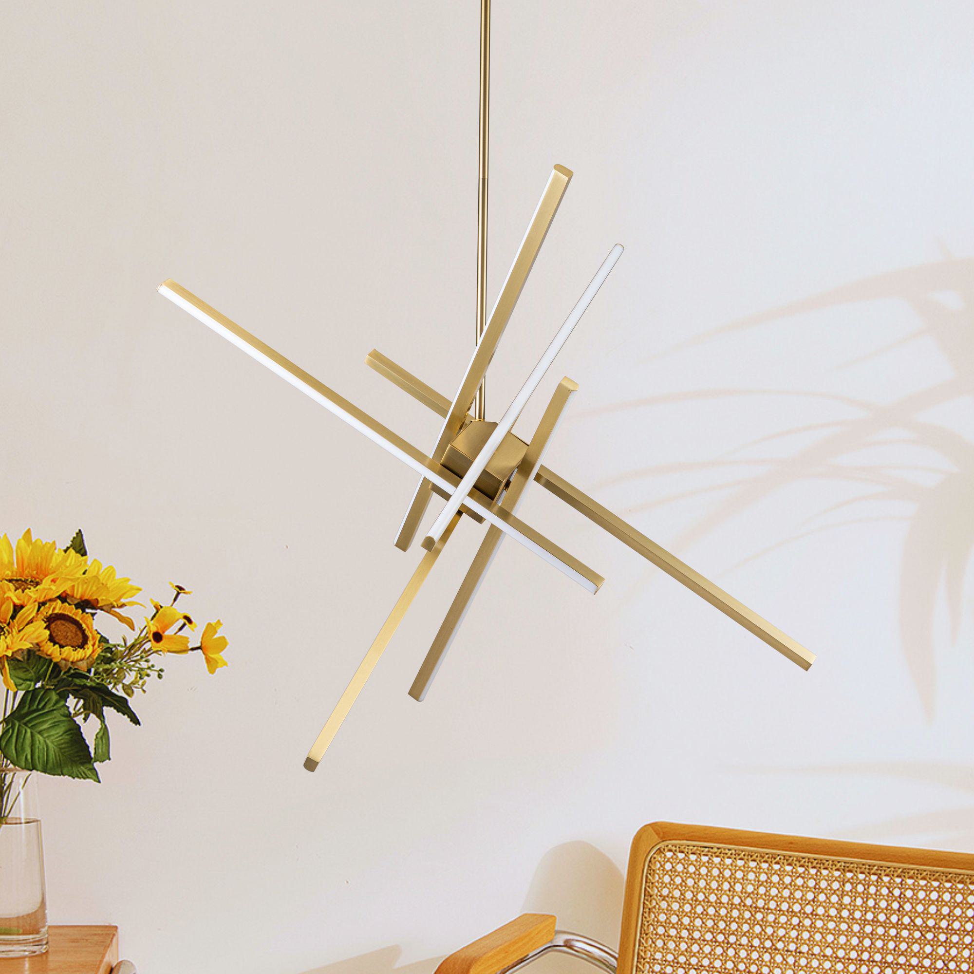 Zicbol PD1042011 Cier 6 -Light Antique Brass Industrial Integrated LED For Use in Bedrooms, Dining Rooms, Foyers, Kitchens, Living Rooms Chandelier