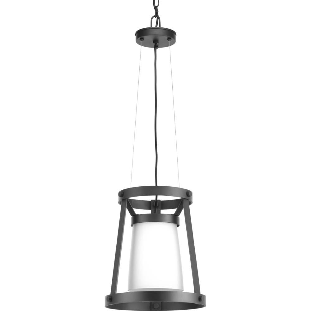 Progress Lighting P500025-143 Mobi Graphite Traditional Etched Glass Hanging Pendant Light