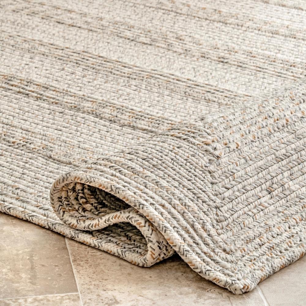 nuLOOM 8 x 10 Braided Ivory Indoor/Outdoor Stripe Coastal Area Rug in the  Rugs department at